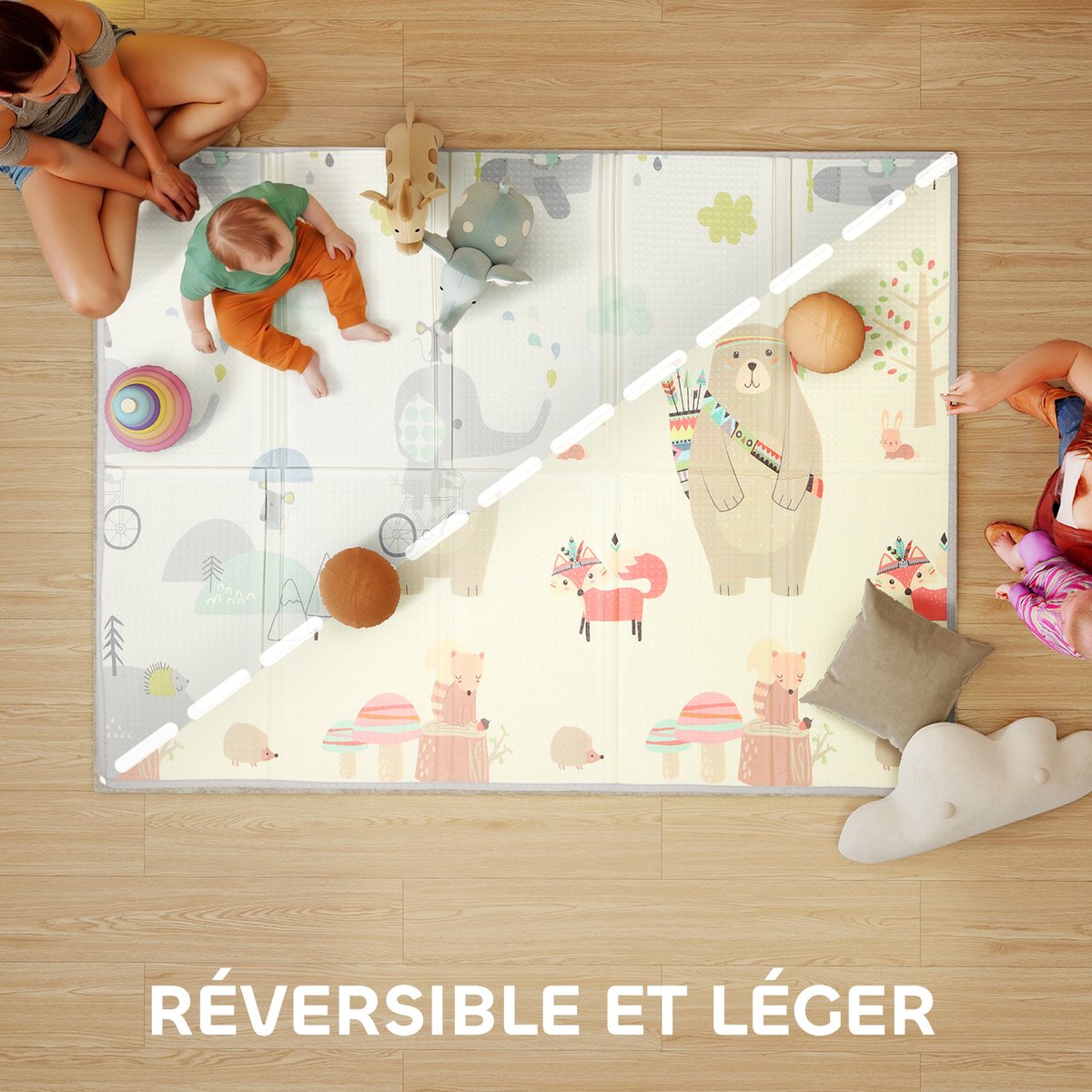 Tapis de jeu pour enfants XPE multicolore multicolore, AIYAPLAY