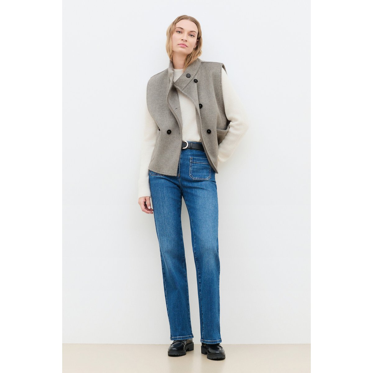 Poncho ample col montant HACABAN gris, CAROLL