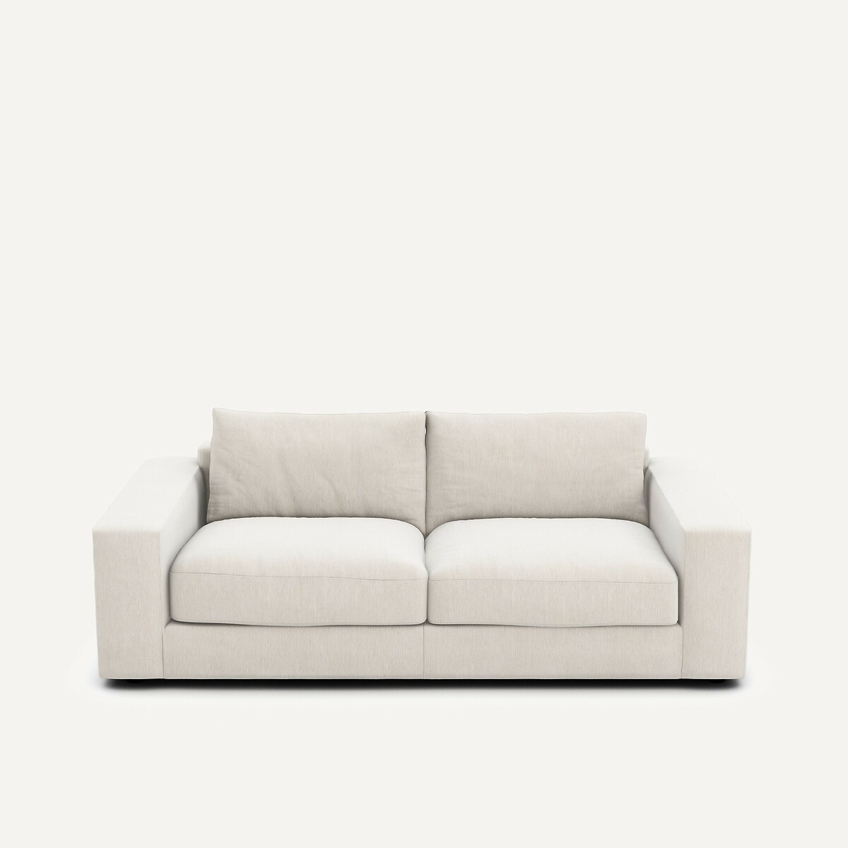 Canapé 3 ou 4 places, en velours chenille, Skander blanc, AM.PM