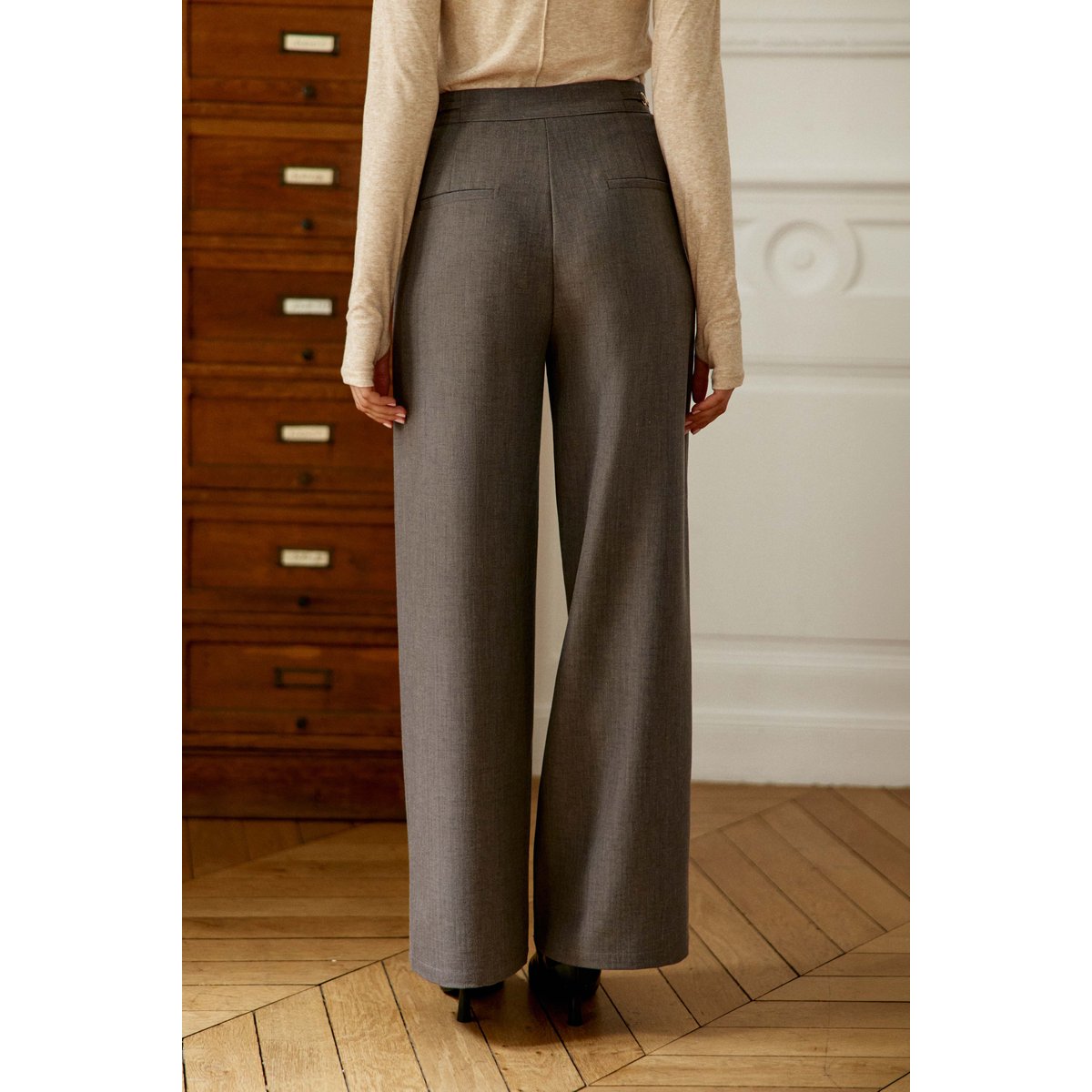 Pantalon droite uni PAOLINO 14-taupe, LA PETITE ETOILE