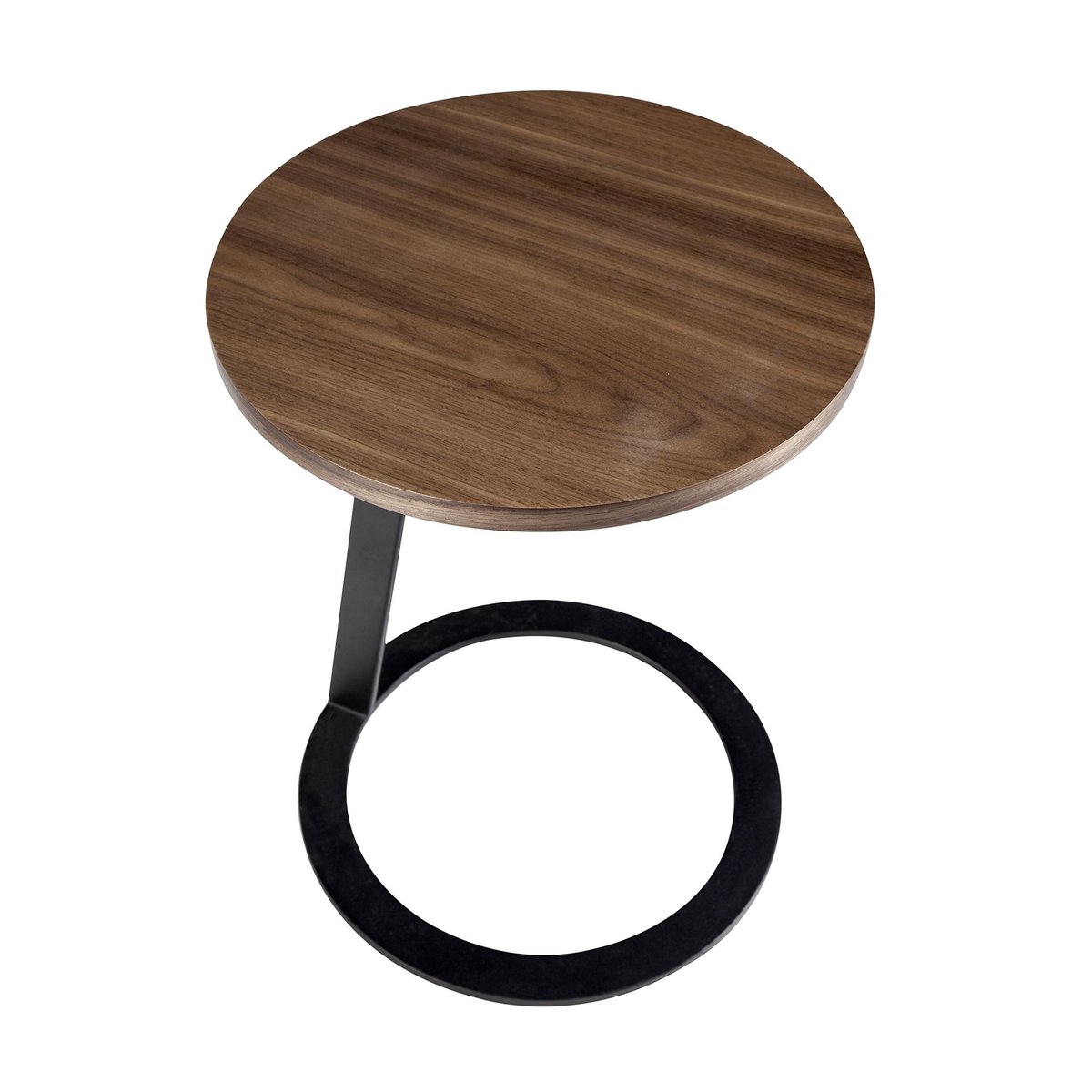 Table d'angle ronde en noyer et acier noyer | noir, ANGEL CERDA