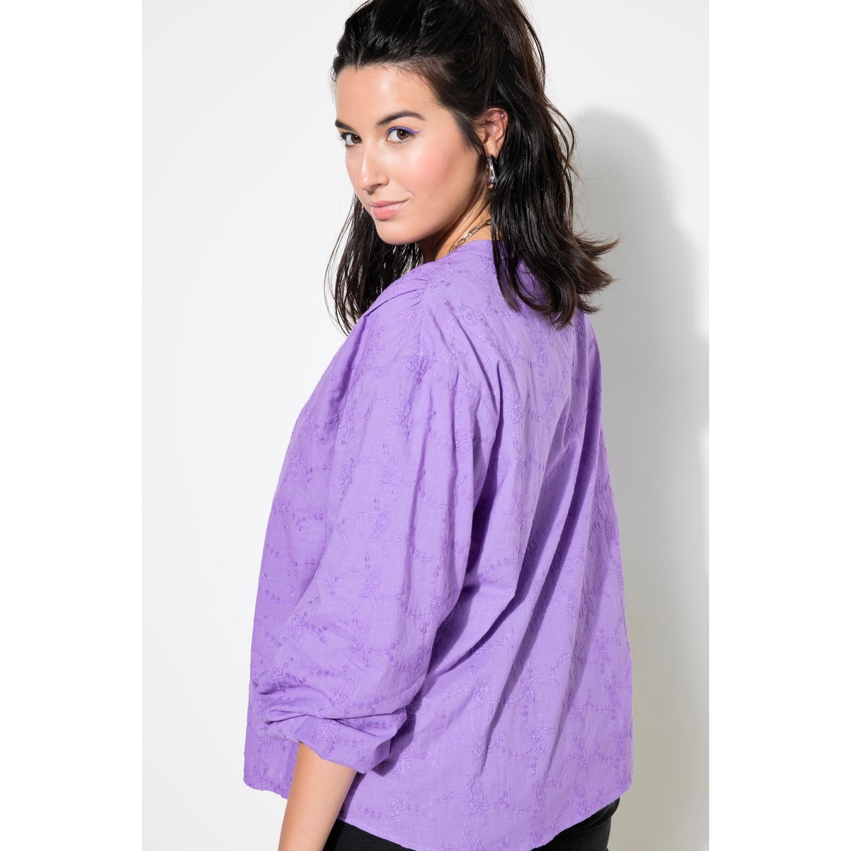 Blouse oversize à manches longues ballon violet, STUDIO UNTOLD