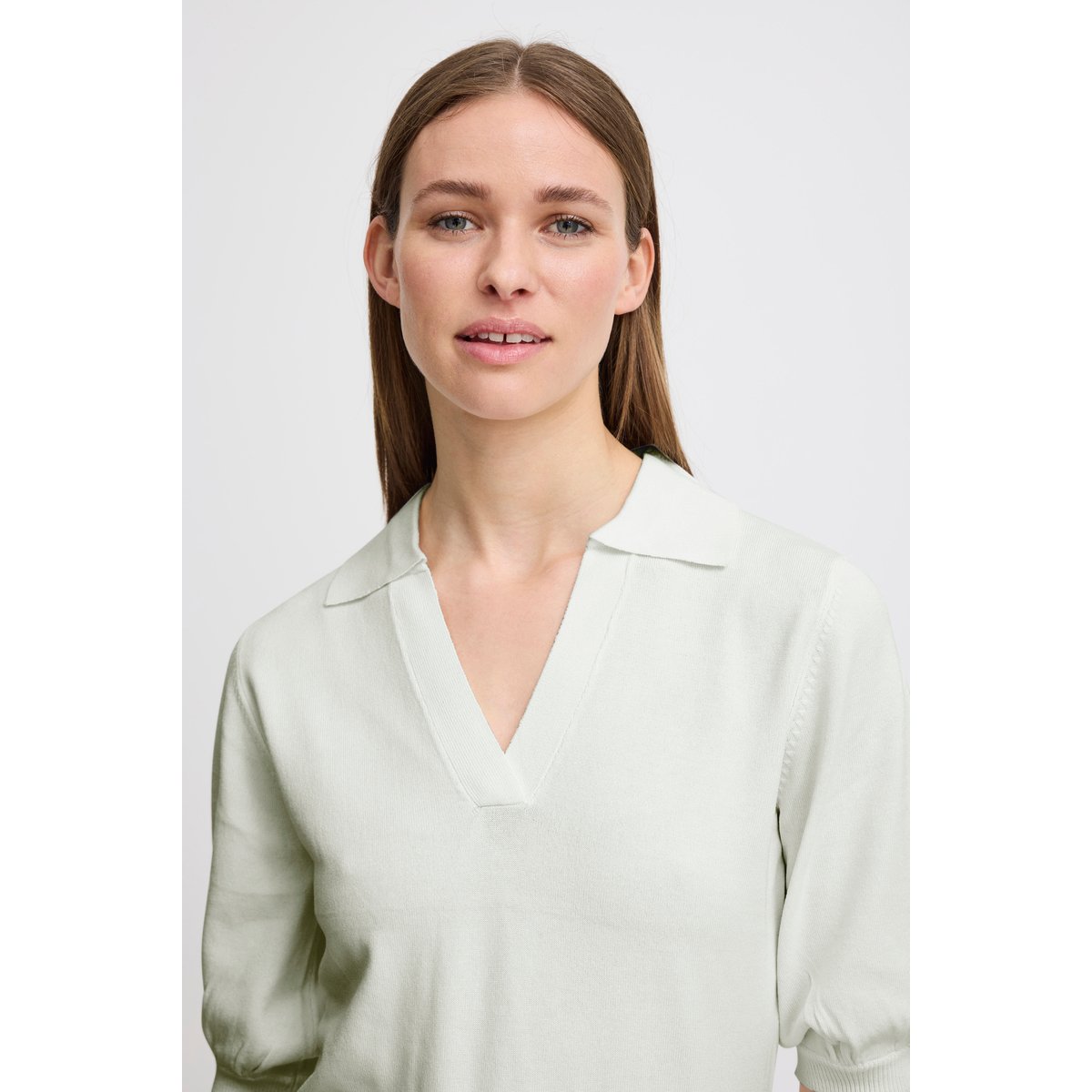 Pull en maille manches courtes blanc marshmallow, B.YOUNG