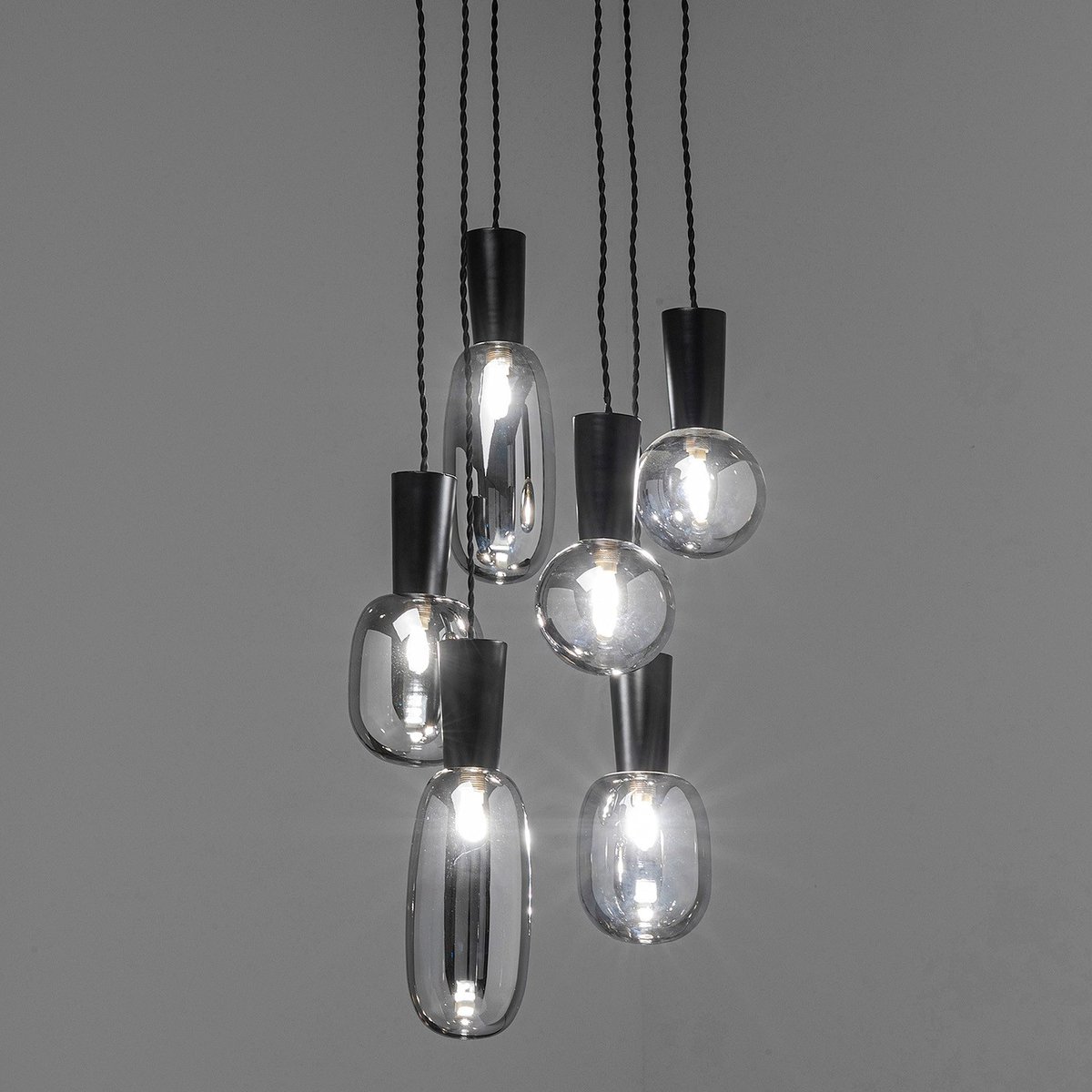 Suspension en verre et acier, ROMEO argent, KARE DESIGN