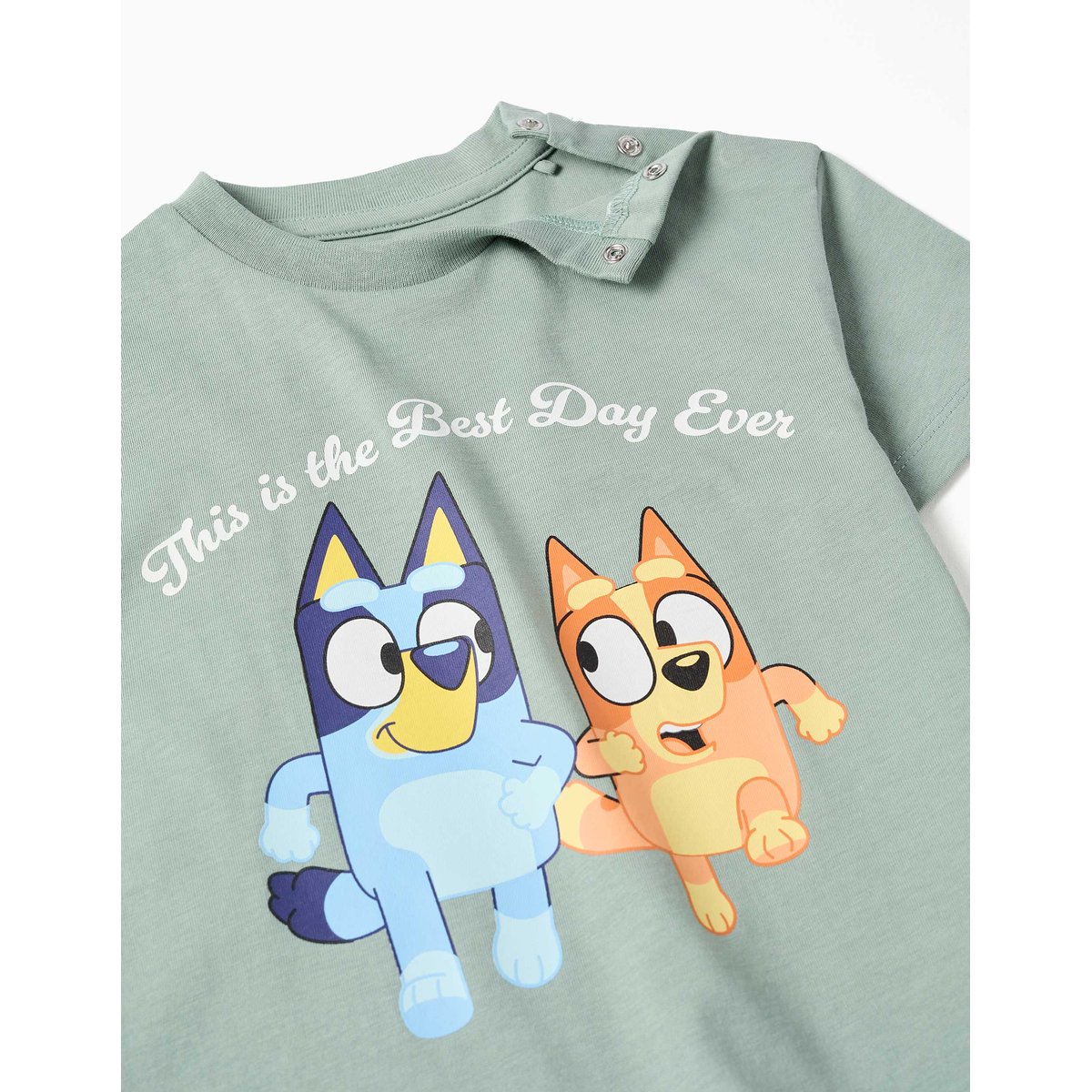 T-shirt en coton avec imprimé Bluey et Bingo vert, ZIPPY