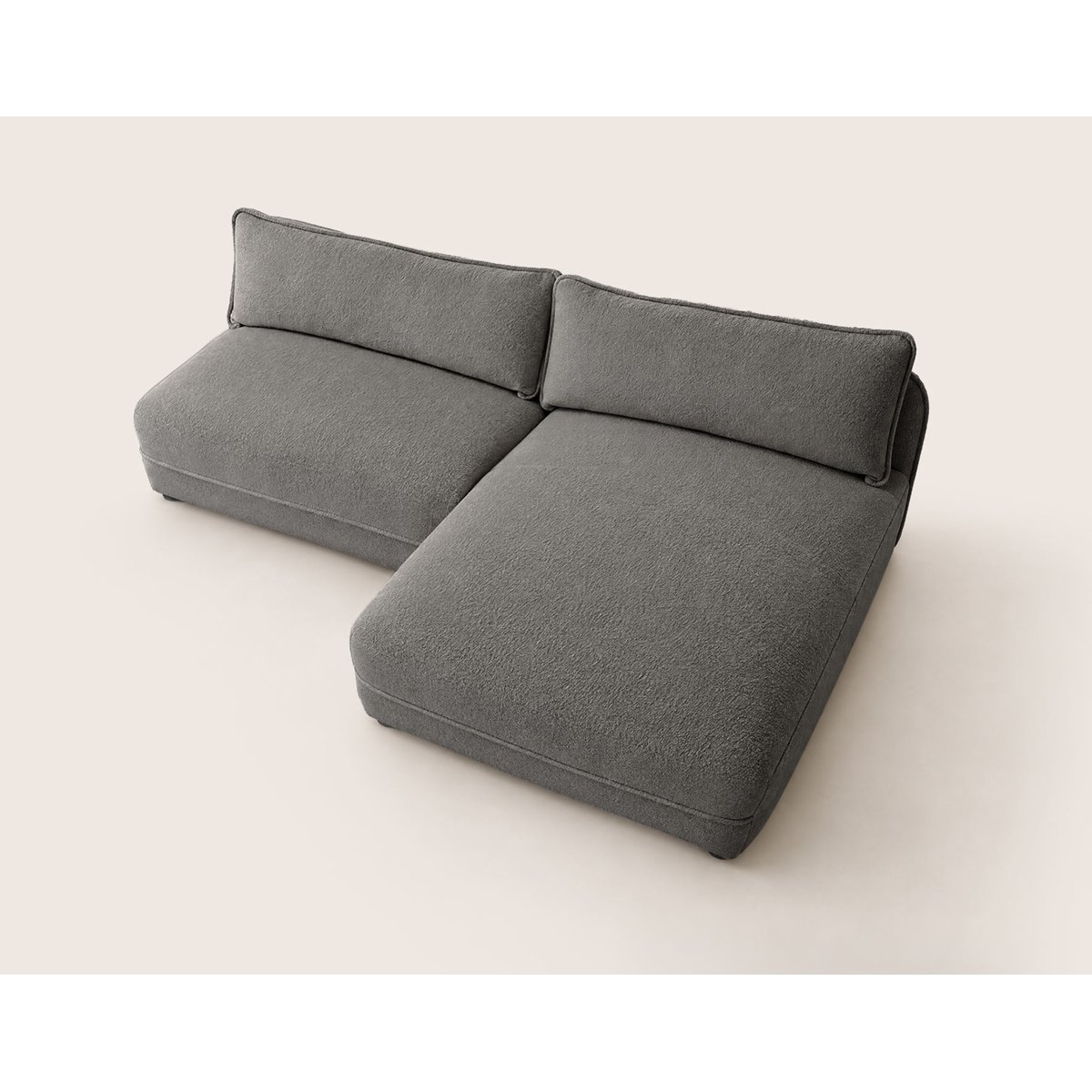 Canapé d'Angle droit en Tissu bouclette 4 places - LUCIEN gris, BEST MOBILIER