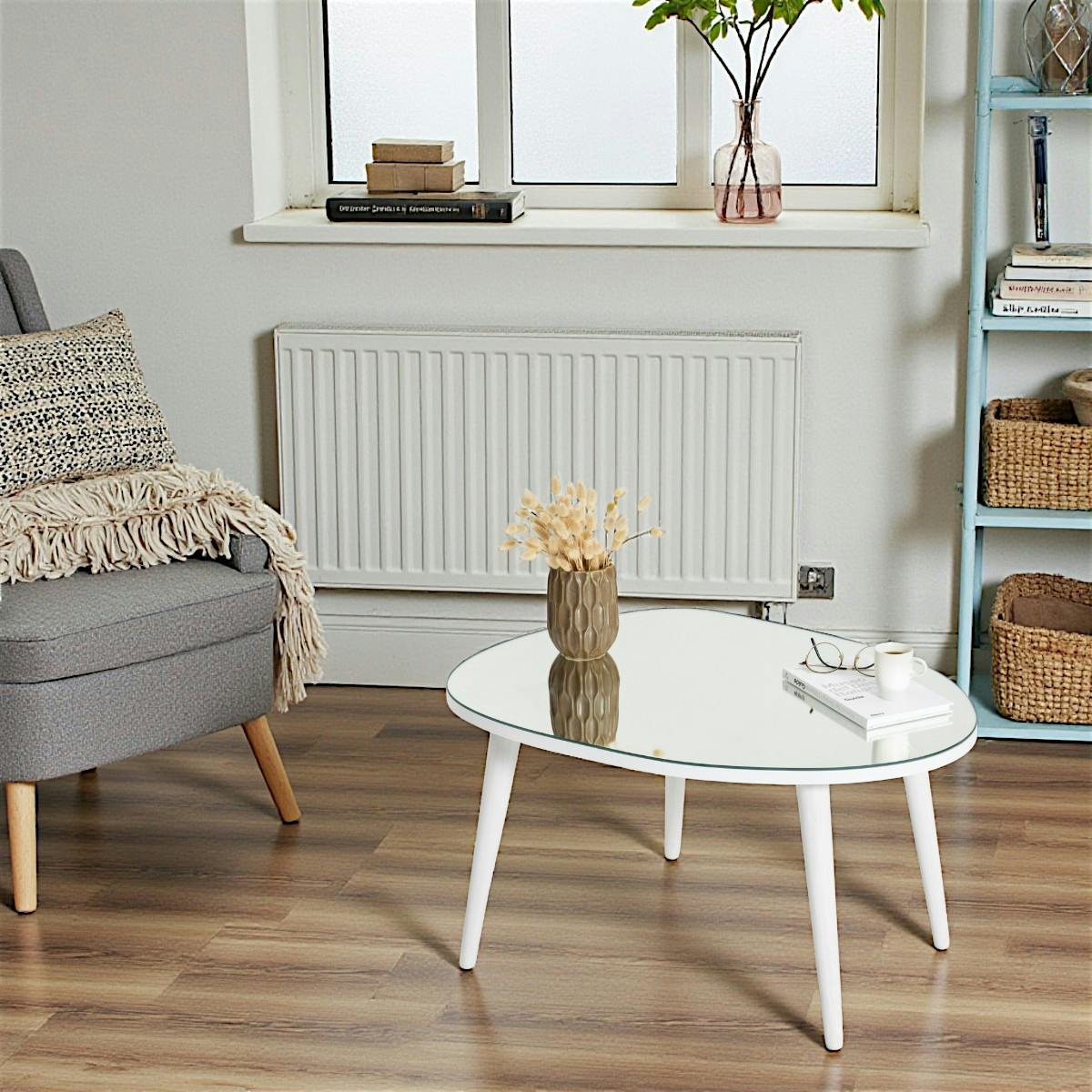 Table basse plateau miroir TULUM blanc, PIER IMPORT
