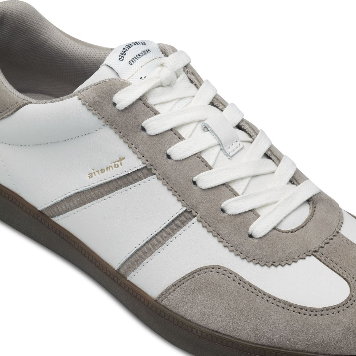 Baskets cycliste en cuir blanc cassé combiné, TAMARIS