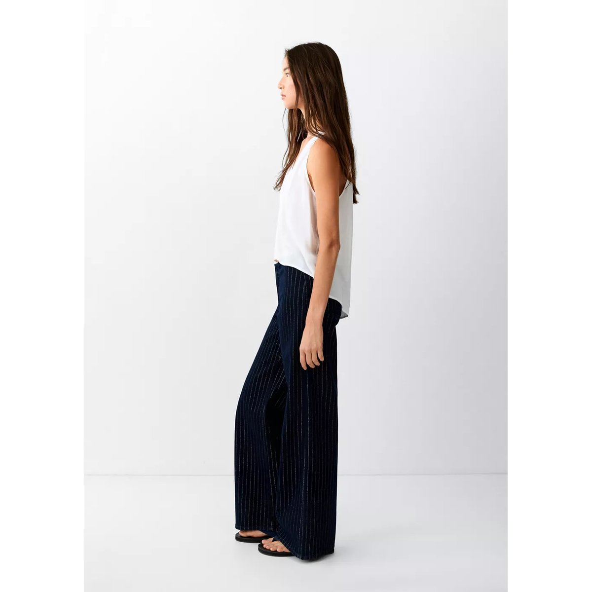 Jean large à rayures bleu, MANGO TEEN