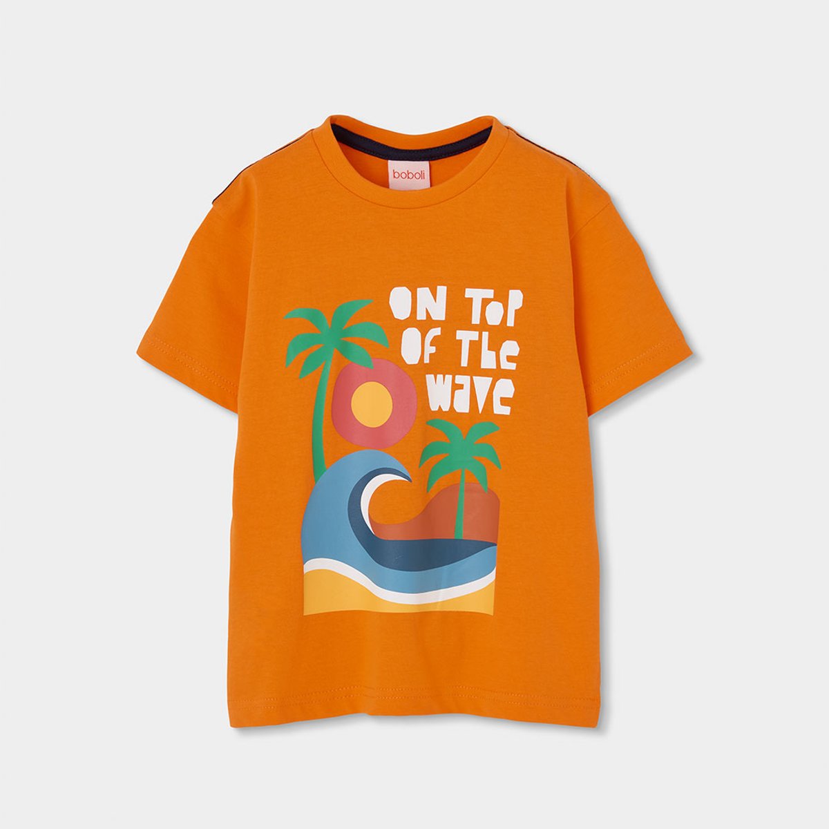 T-shirt enfant coton imprimé orange, BOBOLI