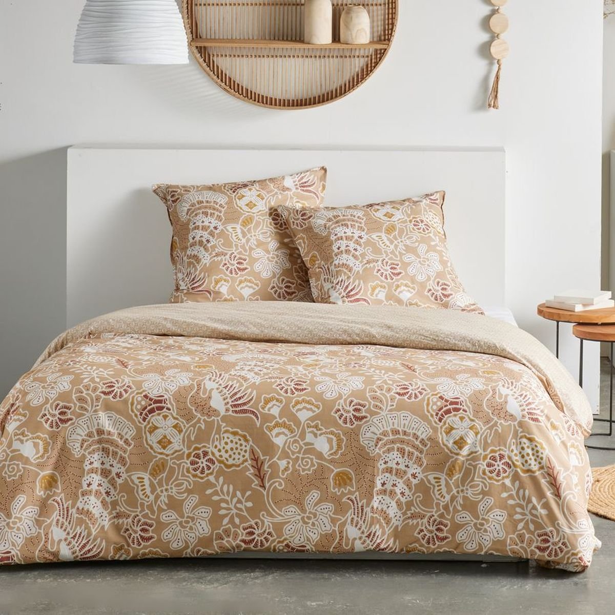 Parure de lit imprimé Floral coton SUNSHINE EDDIE beige, TODAY