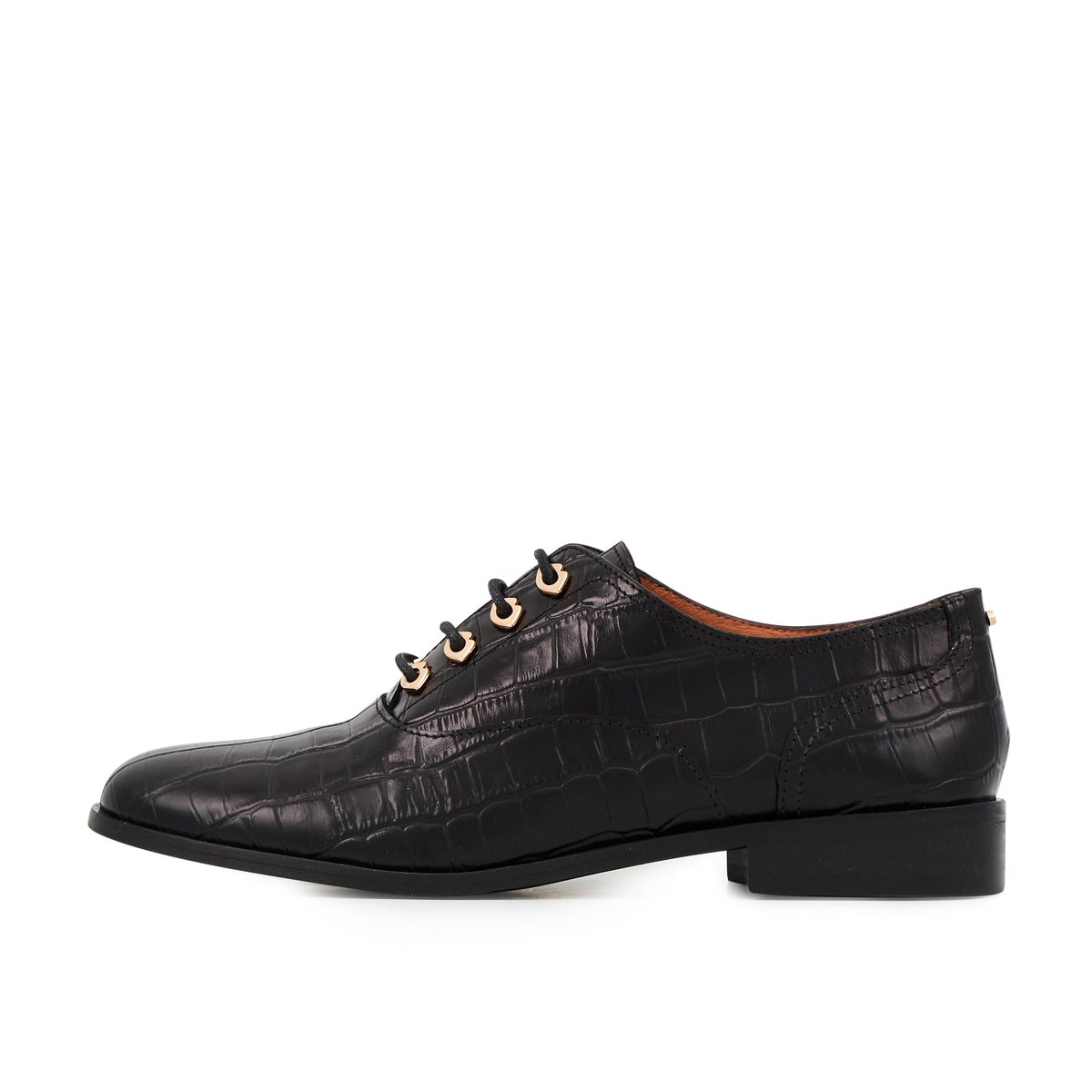 Derbies Audrey croco noir, BONS BAISERS