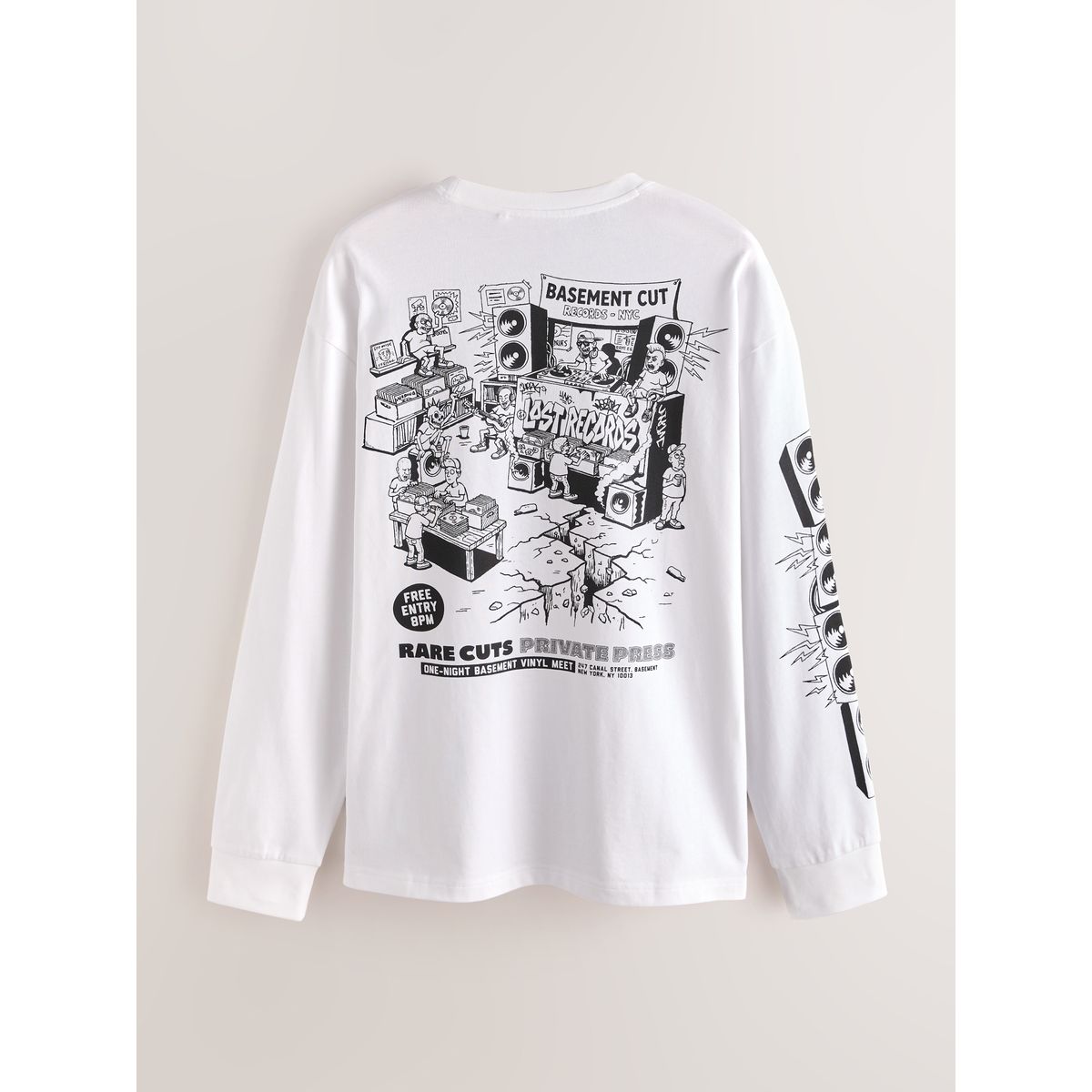 T-shirt à manches longues et imprimé disques blancs, NEXT