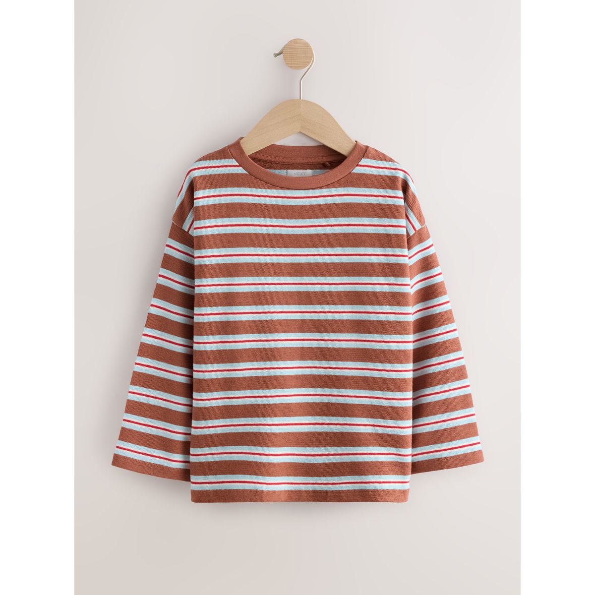 Haut texturé à manches longues, lot de 2 rayure rose/marron, NEXT
