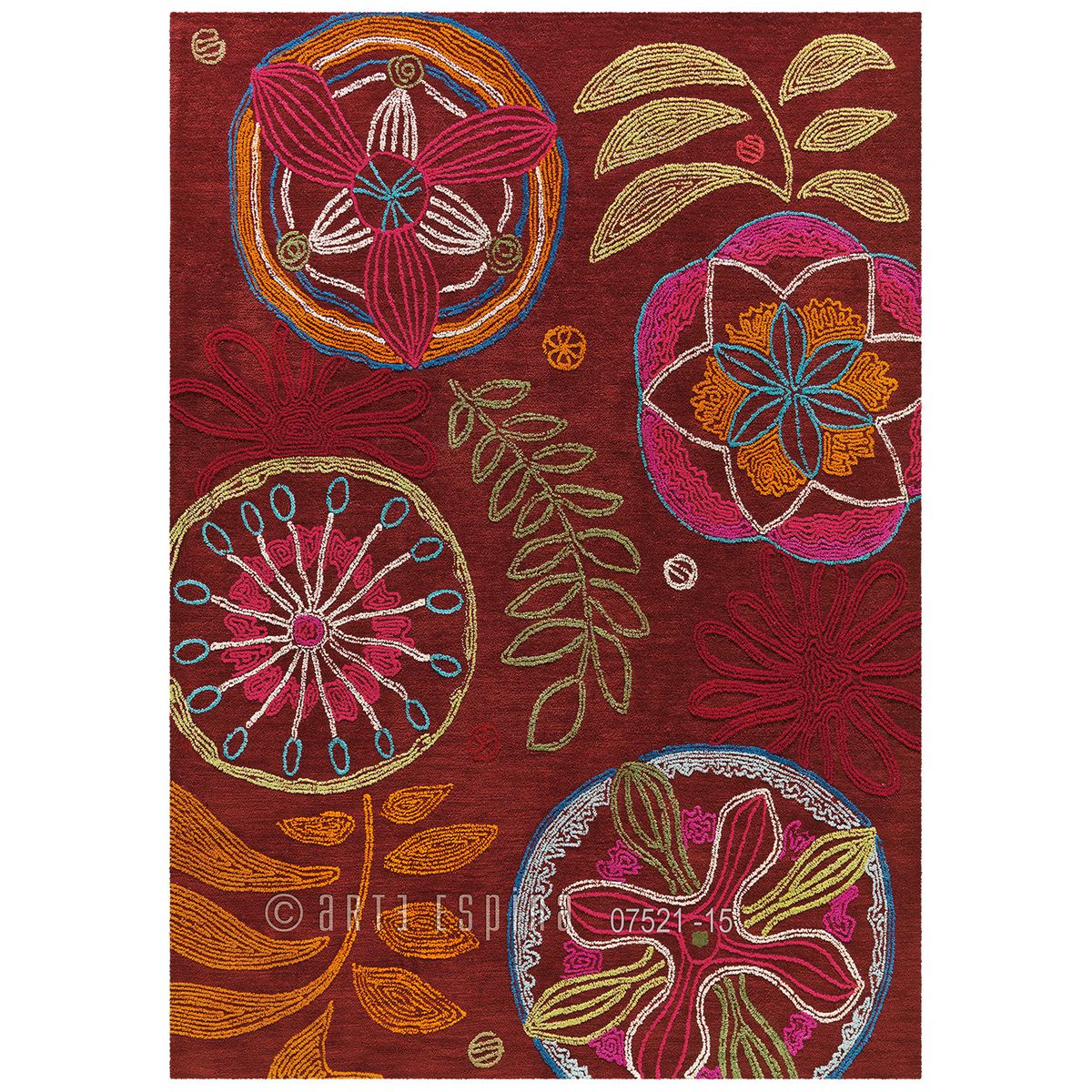 Tapis de Salon tapis Moderne Design TROPICAL PASSION - 71% Polyester 20% Acrylique 9% Bambou marron multicolore, ARTE ESPINA