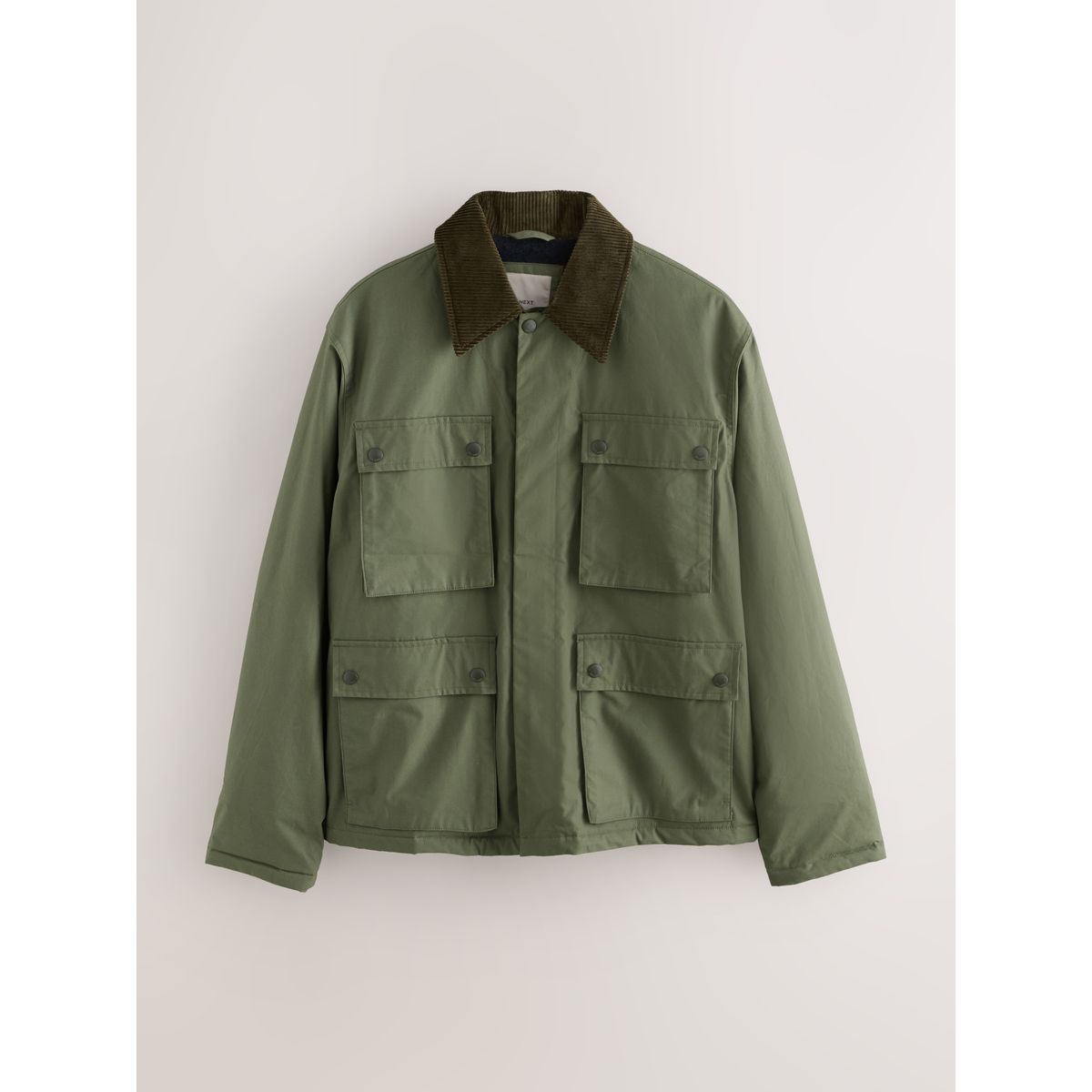 Veste cirée avec col en velours côtelé vert kaki, NEXT