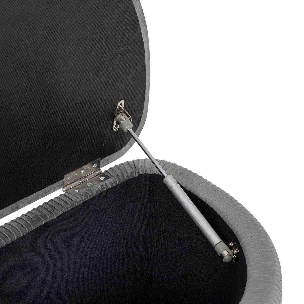 Banc de rangement en velours SOLARO gris foncé, ATMOSPHERA