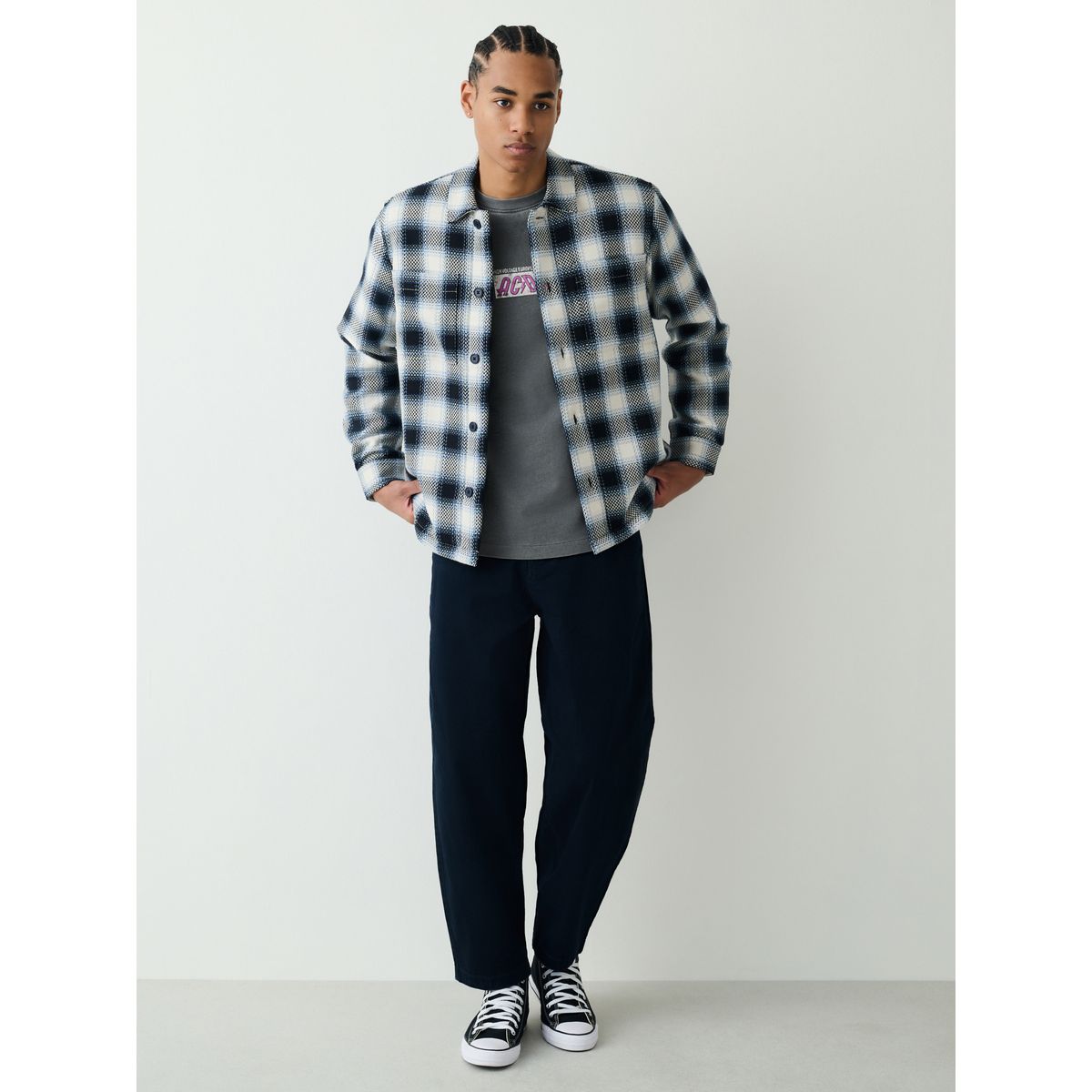 Veste-chemise à carreaux avec peau lainée bleu, NEXT