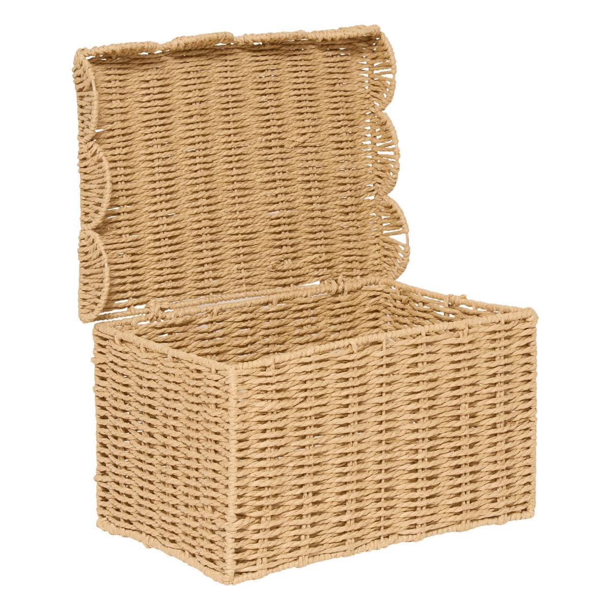 Lot de 3 cagettes rectangulaires en acier CYRIELLE beige, ATMOSPHERA