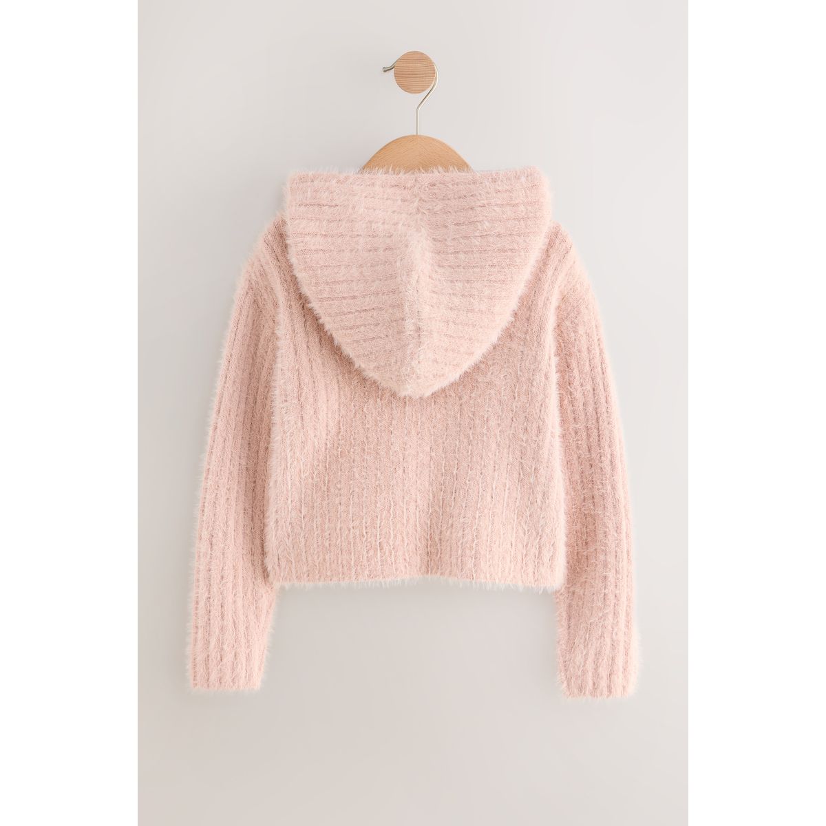 Sweat à capuche duveteux zippé rose, NEXT