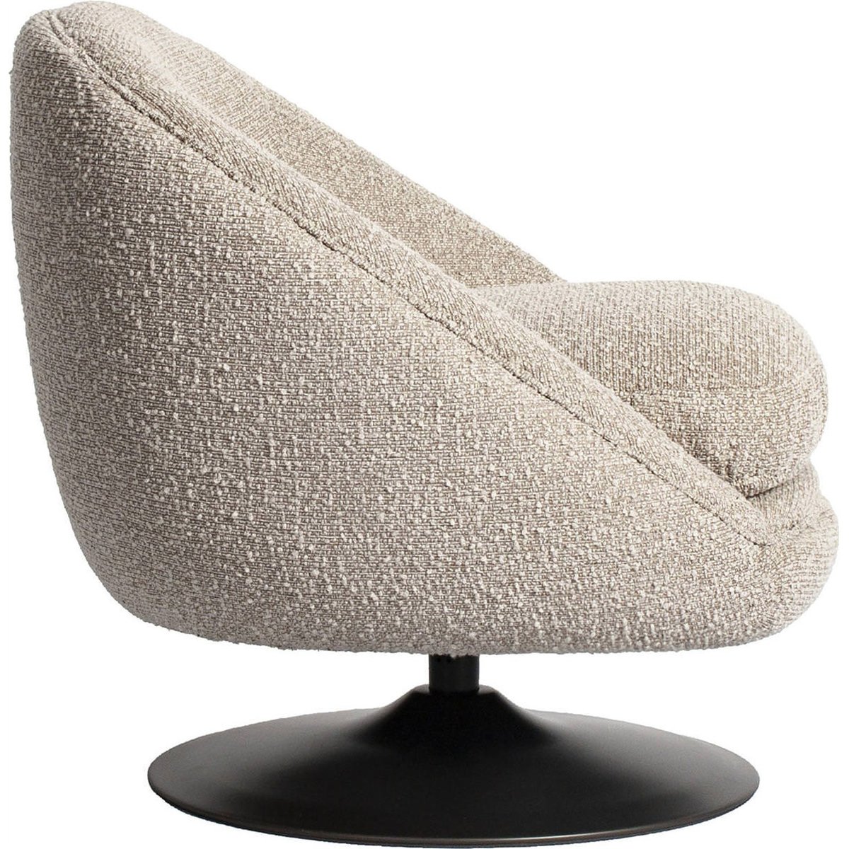 Fauteuil lounge pivotant en tissu bouclé naturel et noir, RECOLLECTION