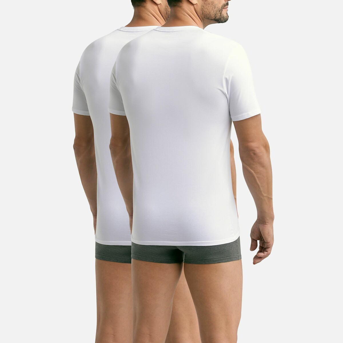 Lot de 2 T-shirts unis col V Good blanc + blanc, DIM