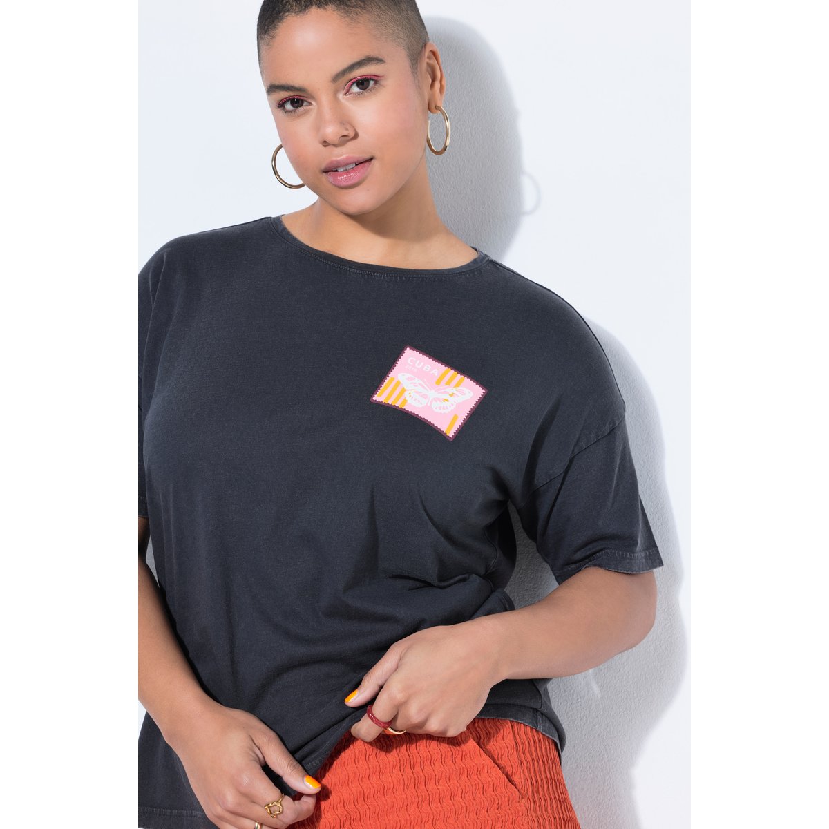 T-shirt oversize, style vintage et imprimés chiné anthracite, STUDIO UNTOLD