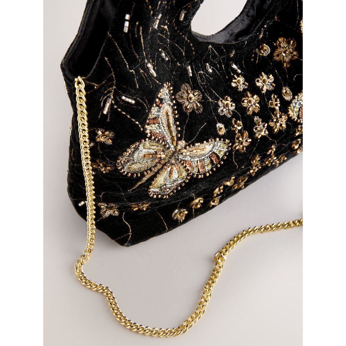Sac en velours à papillons brodés noir, NEXT