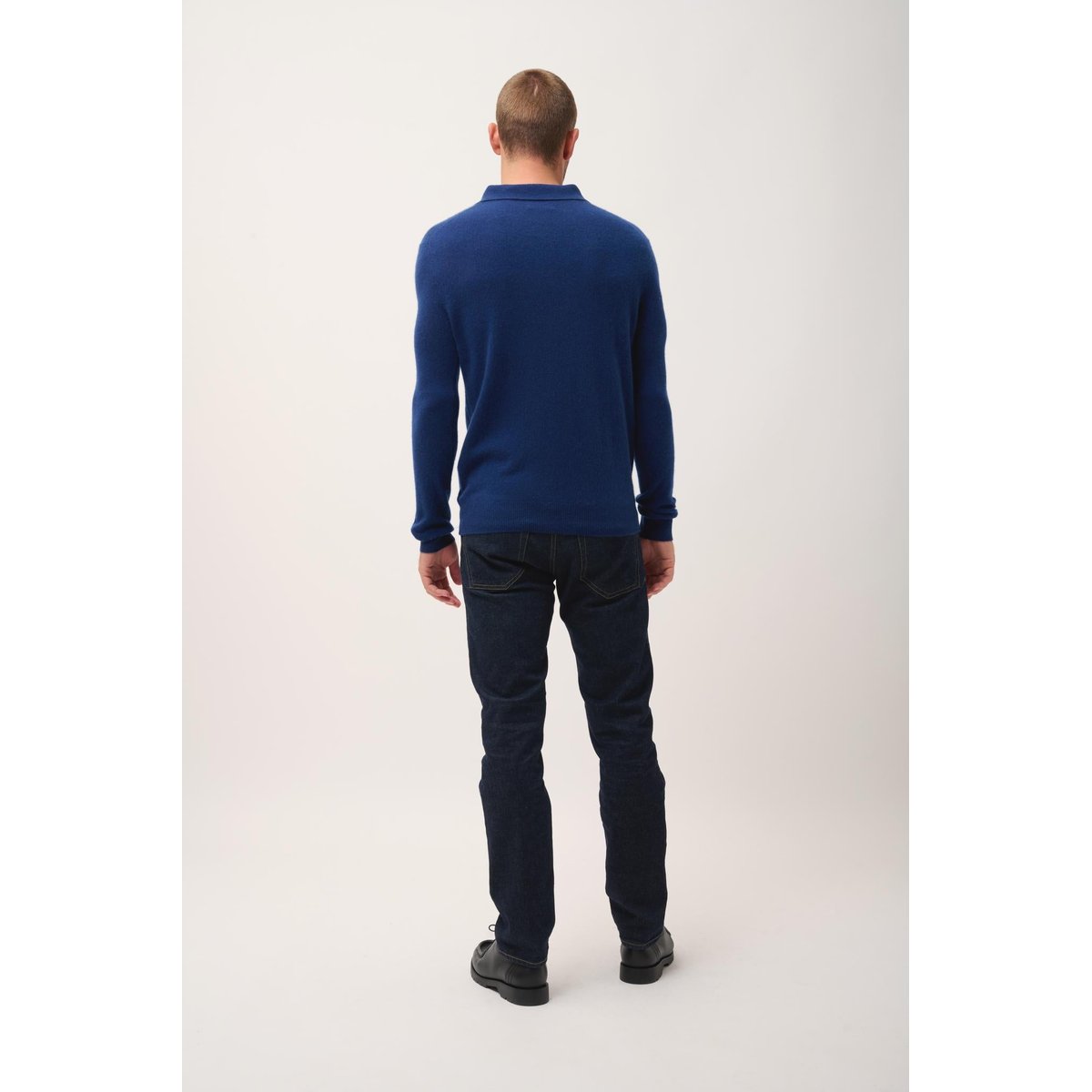 Polo Manches Longues Minuit Douglas bleu foncé, JUST CASHMERE