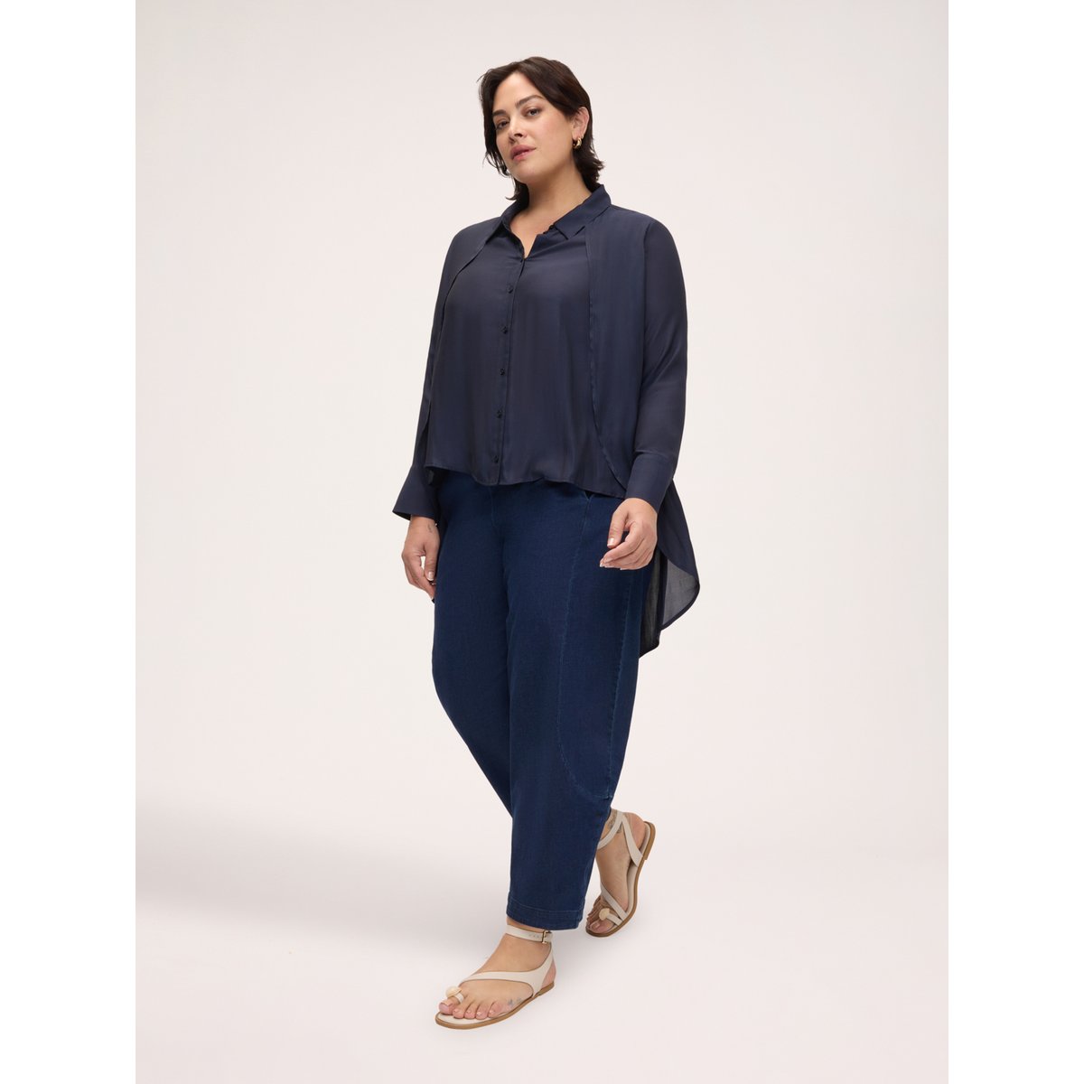Chemise avec drapé à double couche bleu, FIORELLA RUBINO