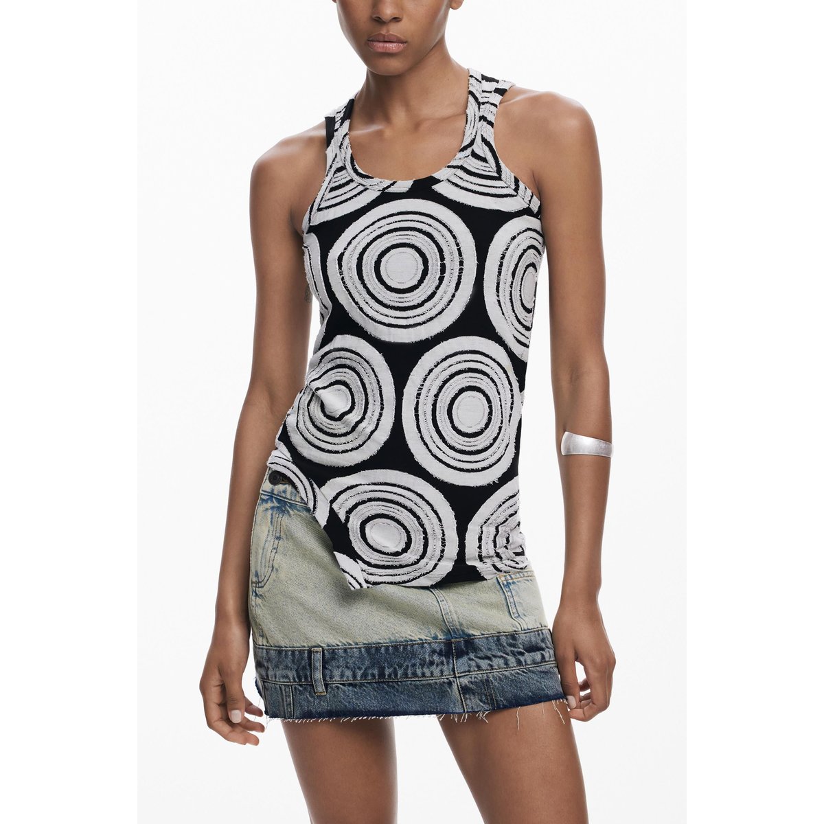 Débardeur spirale noir, DESIGUAL