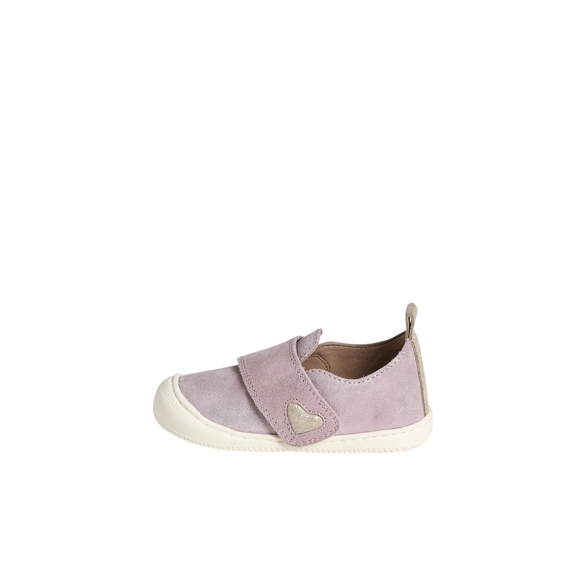 Chaussons scratchés bébé en cuir souple rose, VERTBAUDET