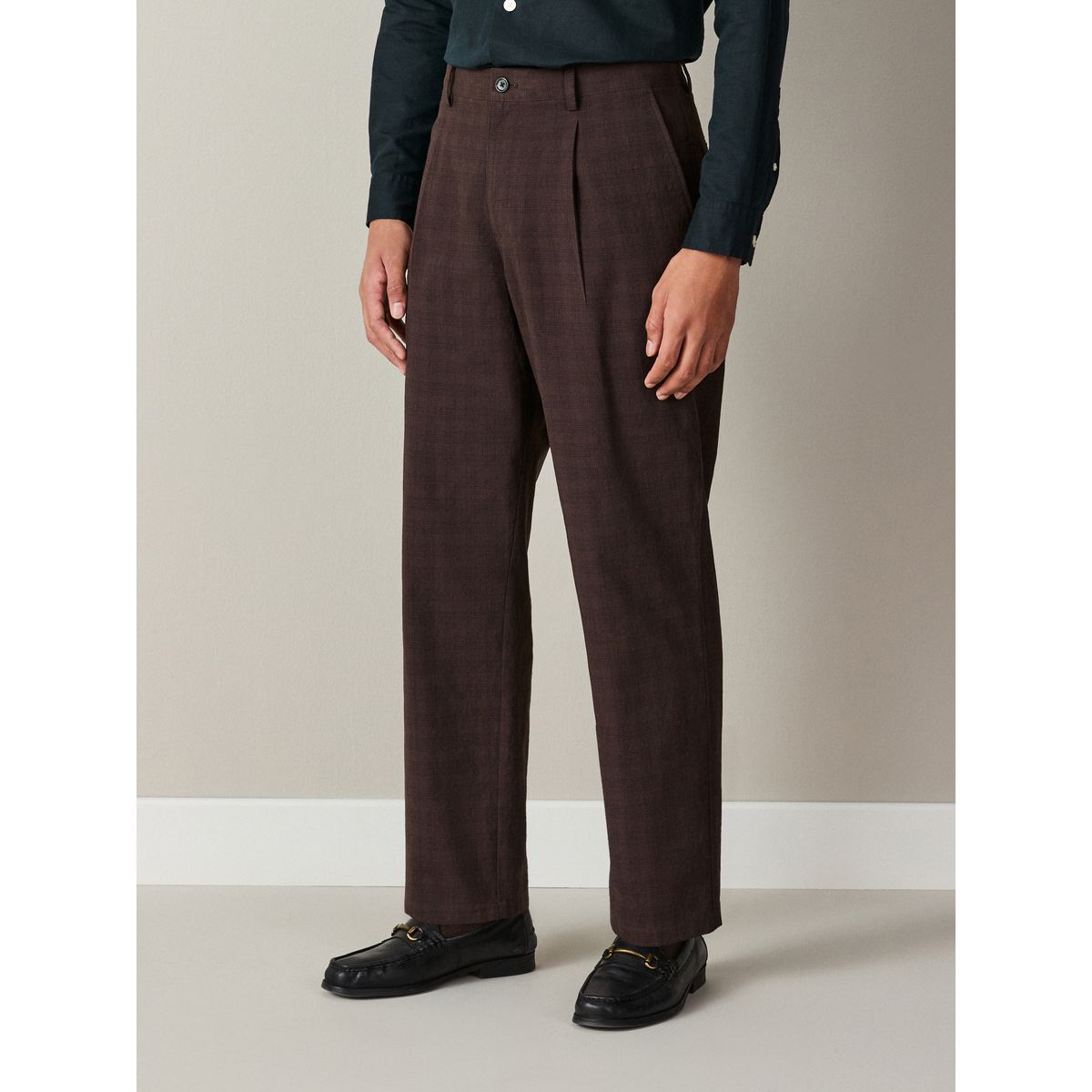 Pantalon de costume décontracté en coton marron, NEXT