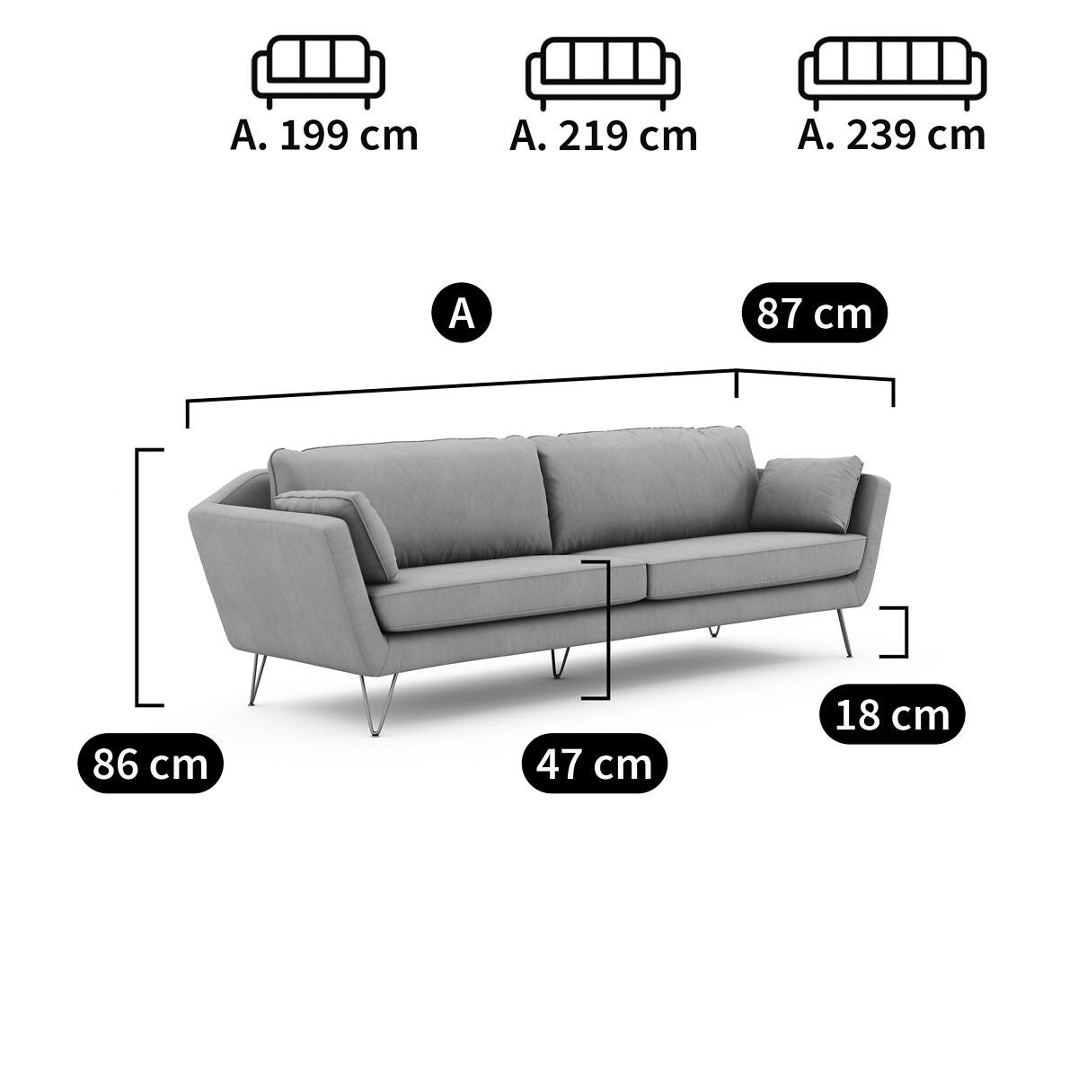 Canapé velours 3, 4 ou 5 places, Topim vert kaki, LA REDOUTE INTERIEURS