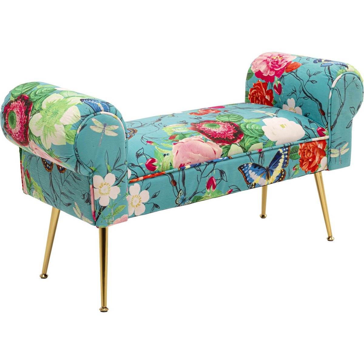Banc 1 place imprimé fleurs, FLOWER FEVER bleu, KARE DESIGN