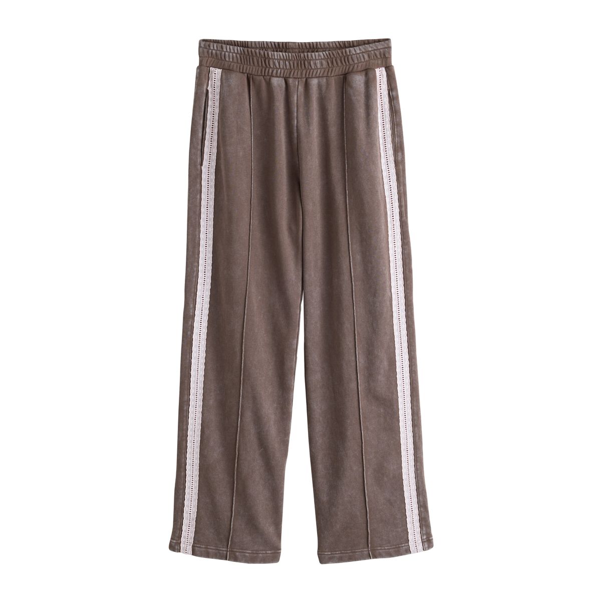 Pantalon de jogging large à liseré dentelle marron chocolat, NEXT