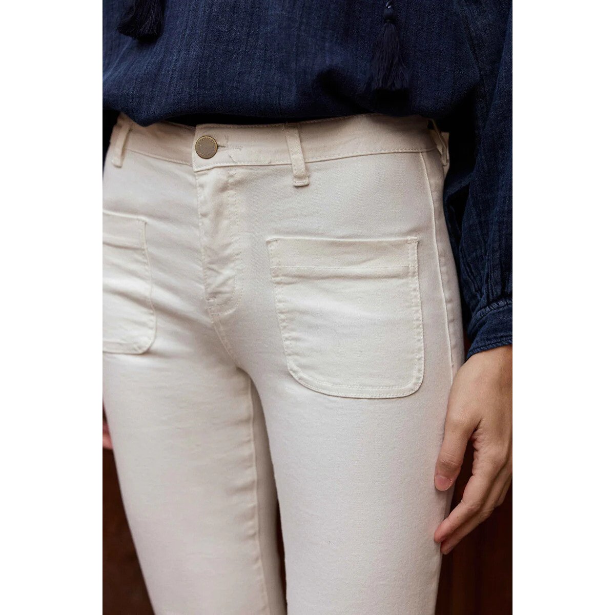 Flare-Jeans aus Stretch-Baumwolle, SONNY ecru, LA PETITE ETOILE