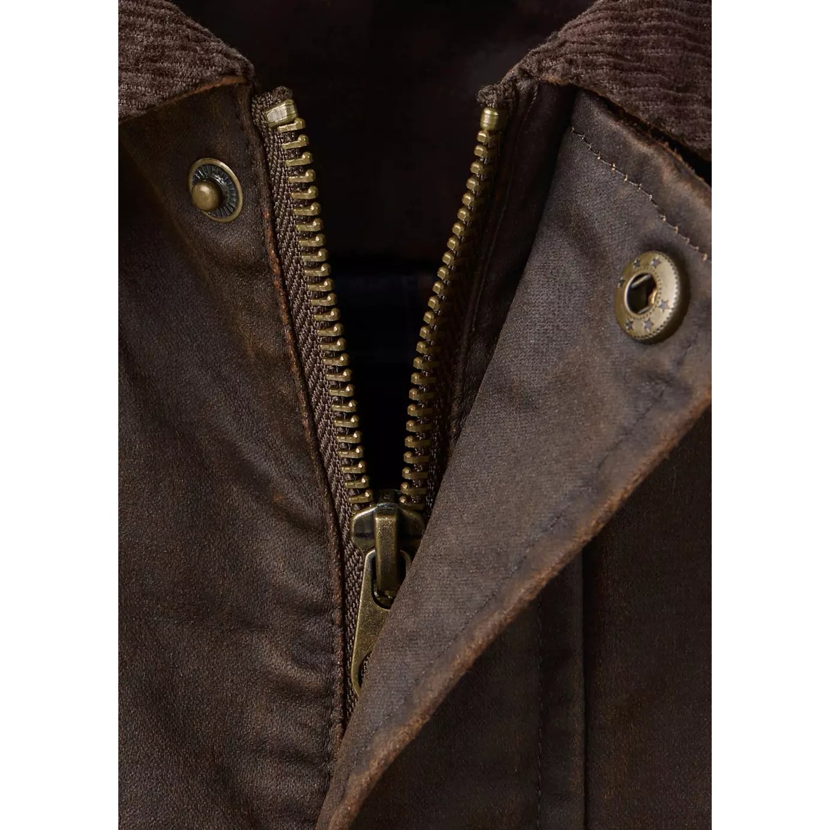 Manteau en sergé à col en velours côtelé marron, MANGO KIDS