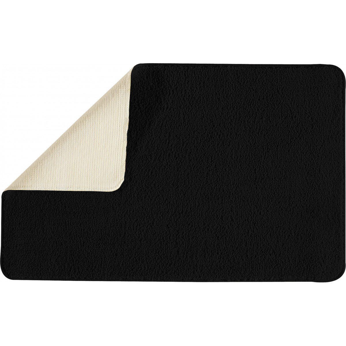 Tapis de bain uni 50x80 en polyester POLYNESIE noir, GUY LEVASSEUR