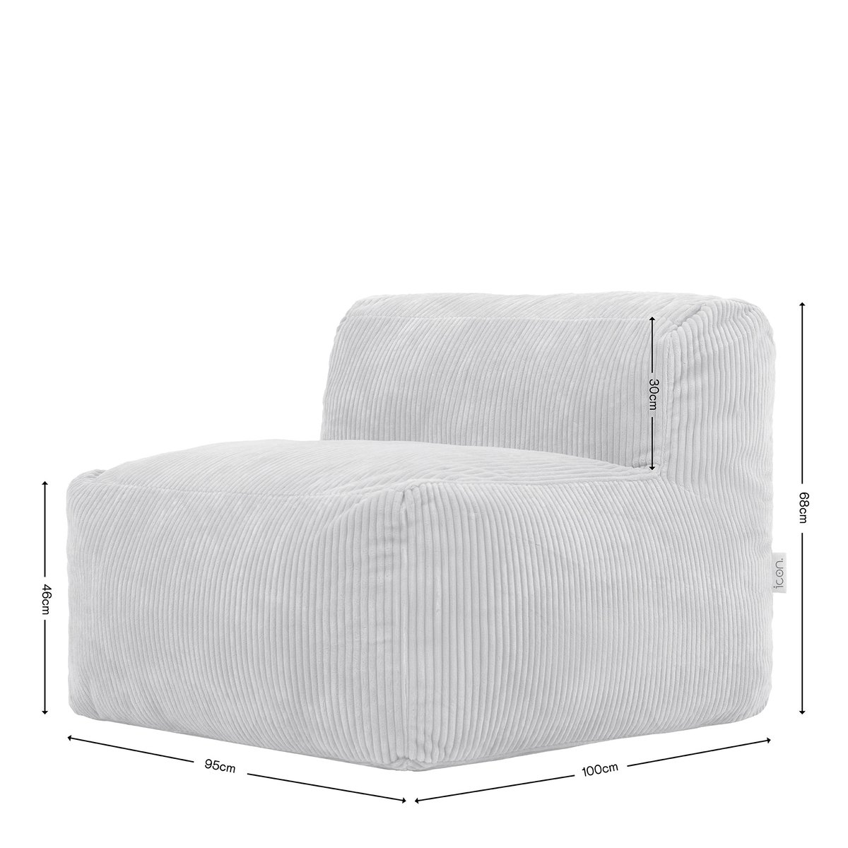 Pouf fauteuil modulaire en velours côtelé Oeko-Tex® - ZEN gris, ICON