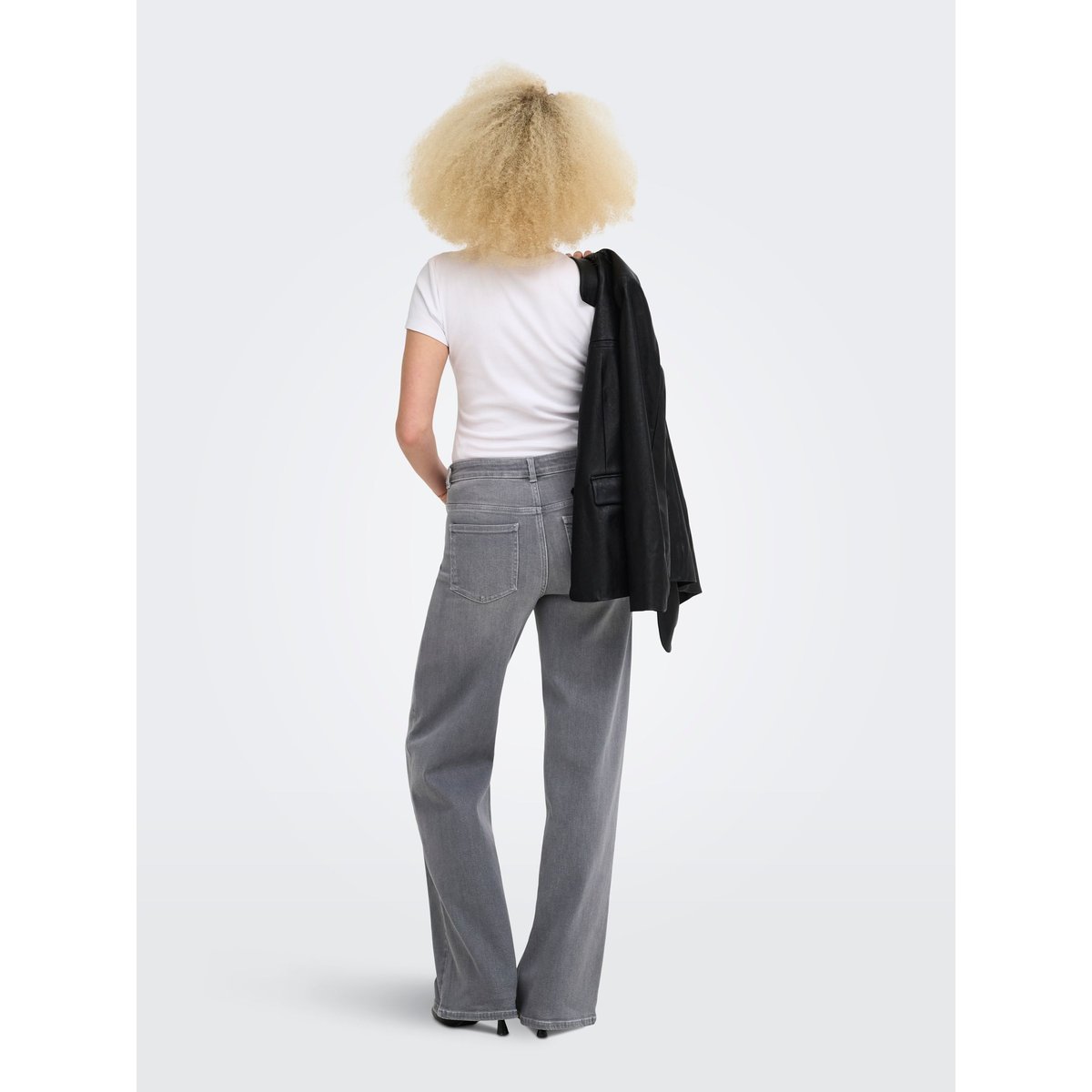 Jean À Jambe Large light grey denim, ONLY