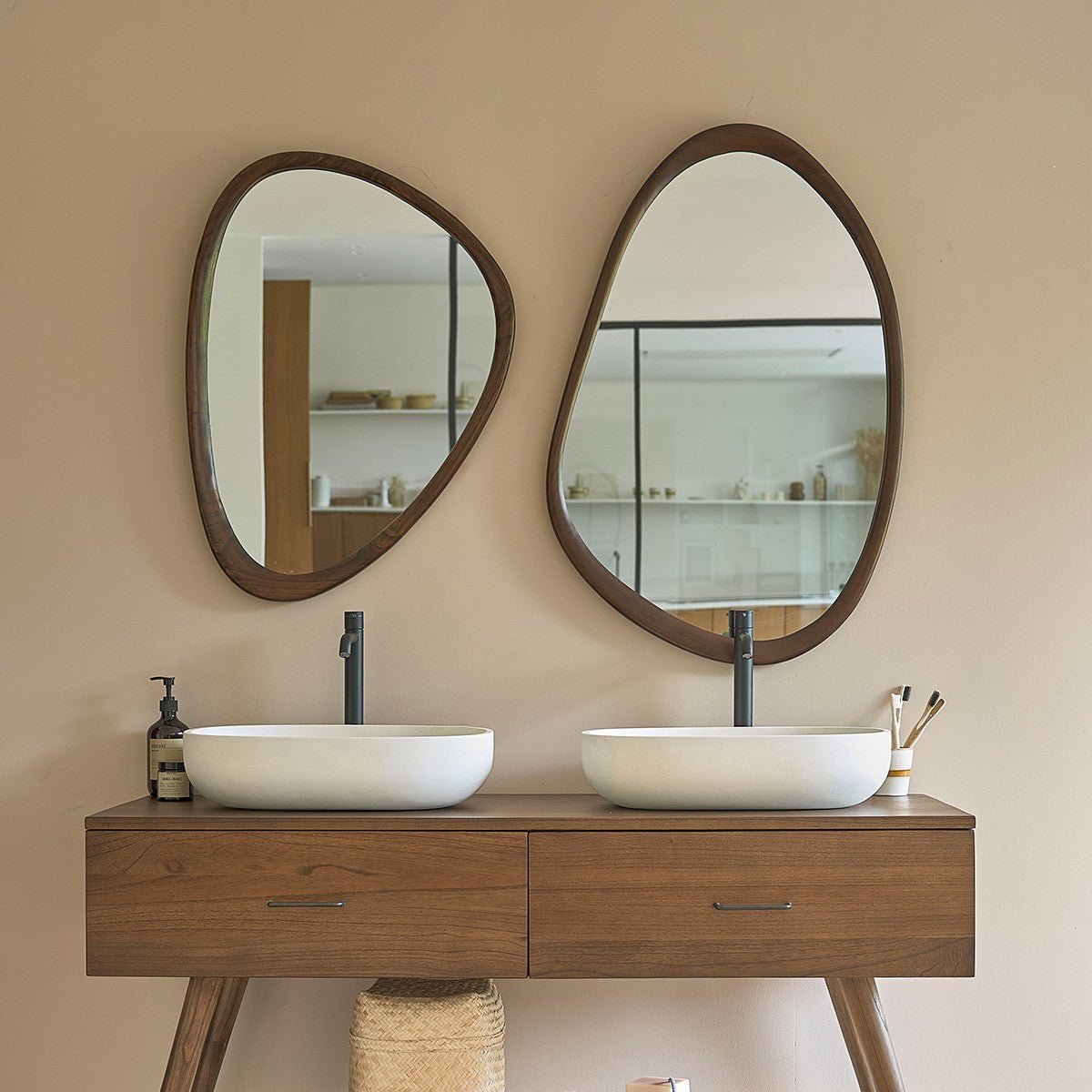 Miroir organique en bois massif 75x60 cm  VINTAGE marron, BERAH GETAH