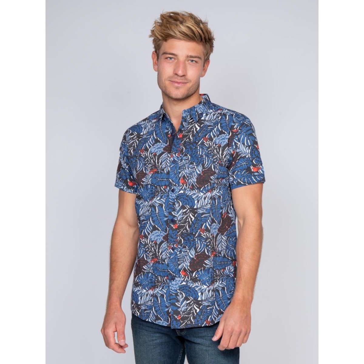 Chemise Manches Courtes Pur Coton Dino bleu marine, RITCHIE