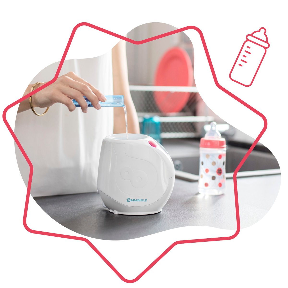 Chauffe‑biberon maison et voiture ultra rapide blanc, BADABULLE