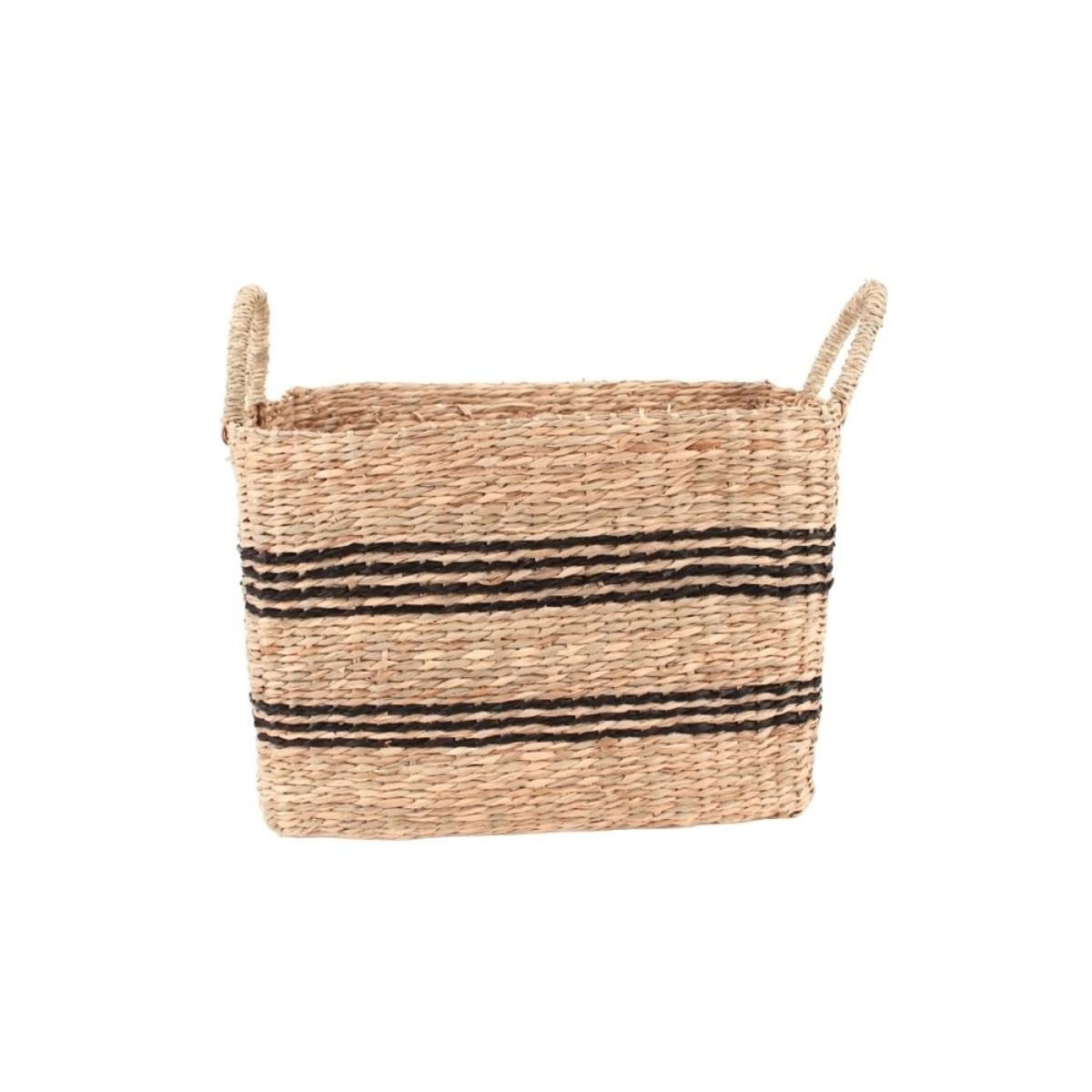 Panier rectangulaire en jonc de mer avec poignées 34x24cm beige, ORNAMI