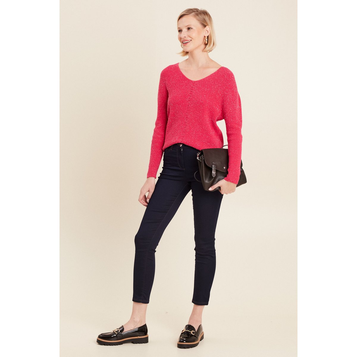 Pull manches longues rose framboise, BREAL