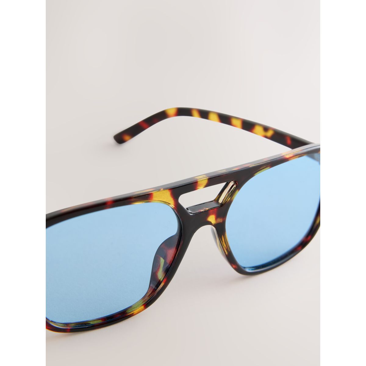 Lunettes de soleil carrées écaille de tortue bleue, NEXT