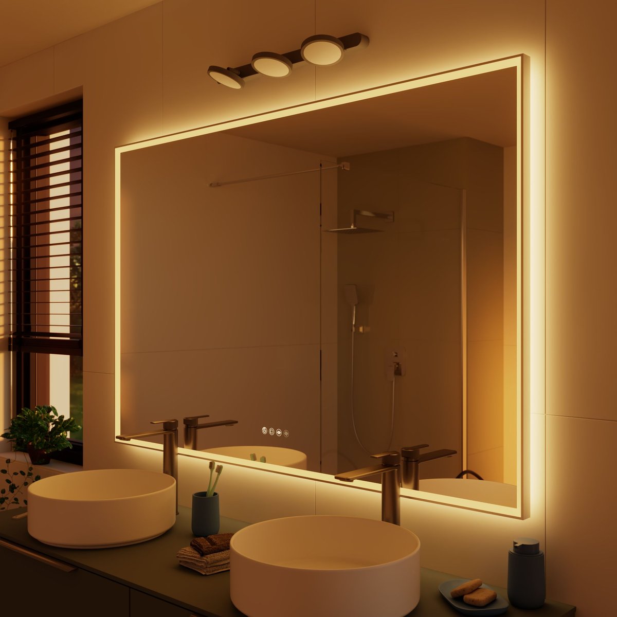 Miroir lumineux cadre chromé, NEO FRAME argent, SENSEA