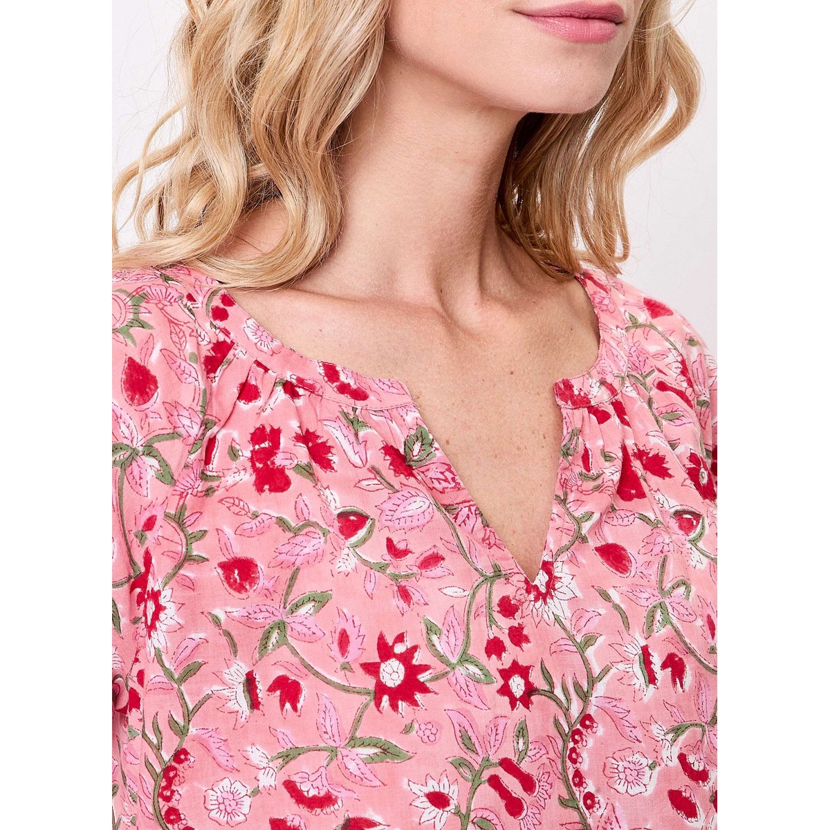 Blouse coton imprimée ample OCO rose clair yumna, LA FIANCÉE