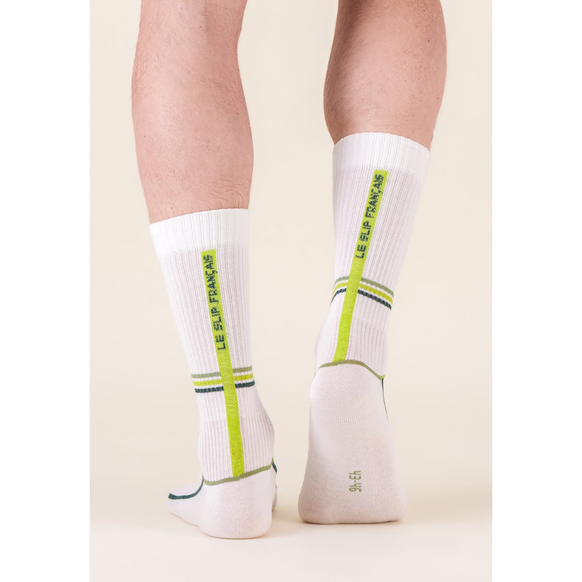 Lot de 2 chaussettes mi-hautes en coton Wilfried laser blanc jaune anis joueur vert fo, LE SLIP FRANCAIS